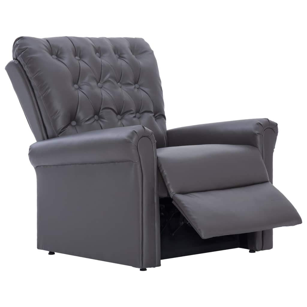 Gray Faux Leather Reclining Chair - Modern Accent Lounge Chair for Living Room, Upholstered Side Chair with Padded Comfort - Perfect for Reading, Relaxing & Home Decor