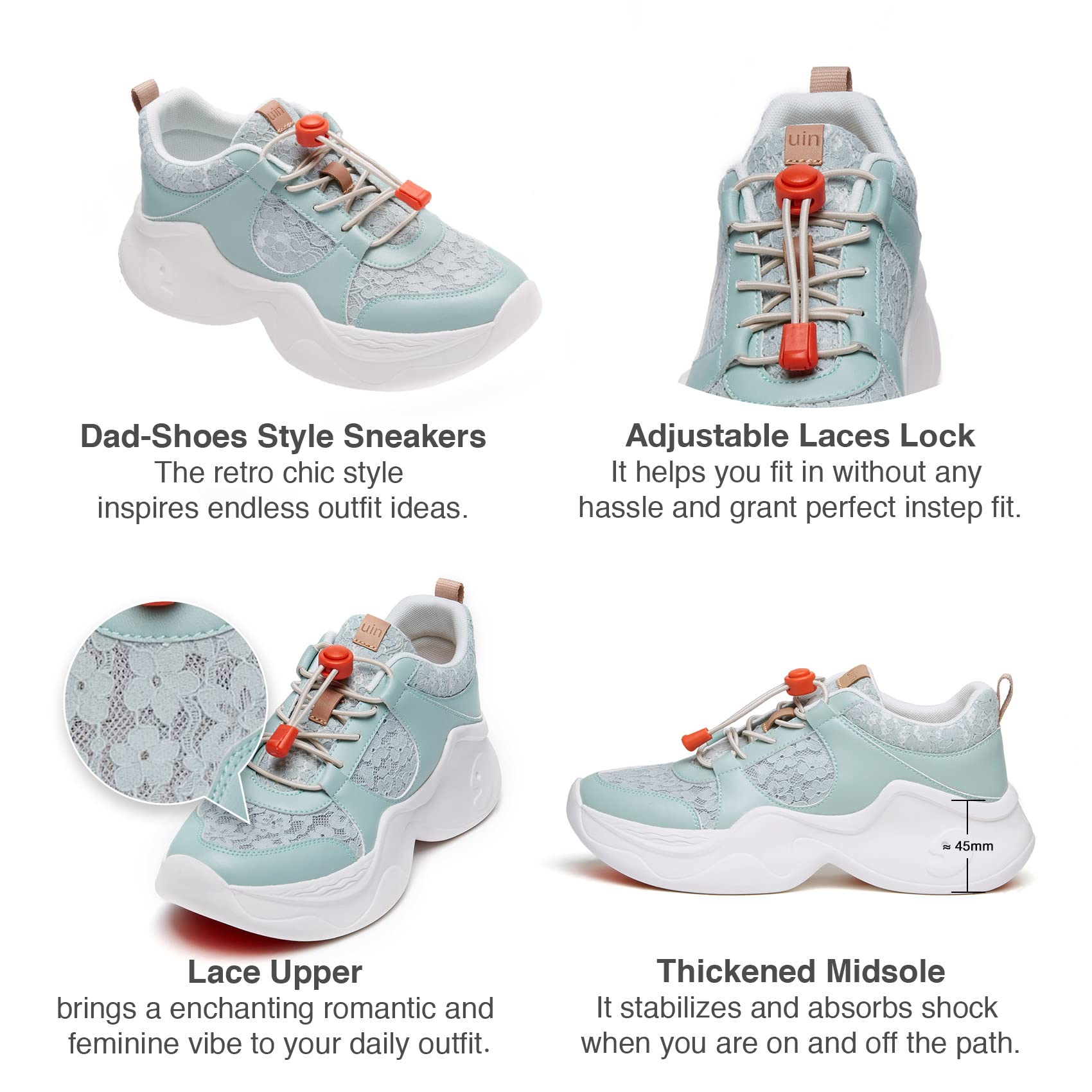 UIN Women's Chunky Fashion Sneakers - Comfortable Walking Shoes for Women, Casual Art Painted Sneakers, Travel Dad Shoes Palma (Size 5) | Perfect for Daily Wear, Travel & Street Style Outfits