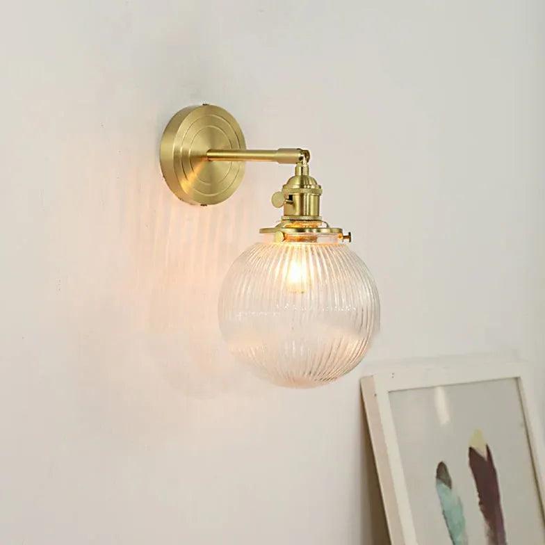 Vintage Gold Wall Sconces - Clear Glass Shade for Classic Home Decor - Perfect for Living Room, Bedroom, and Hallway Lighting