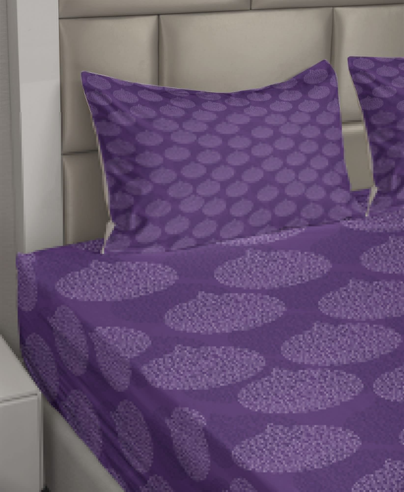 Ambesonne Abstract Christmas Sheet Set - 4 Piece King Size Bedding with Rhythmic Baubles Holiday Print, Violet & Lavender - Perfect for Festive Bedroom Decor, Holiday Guest Rooms & Cozy Winter Nights