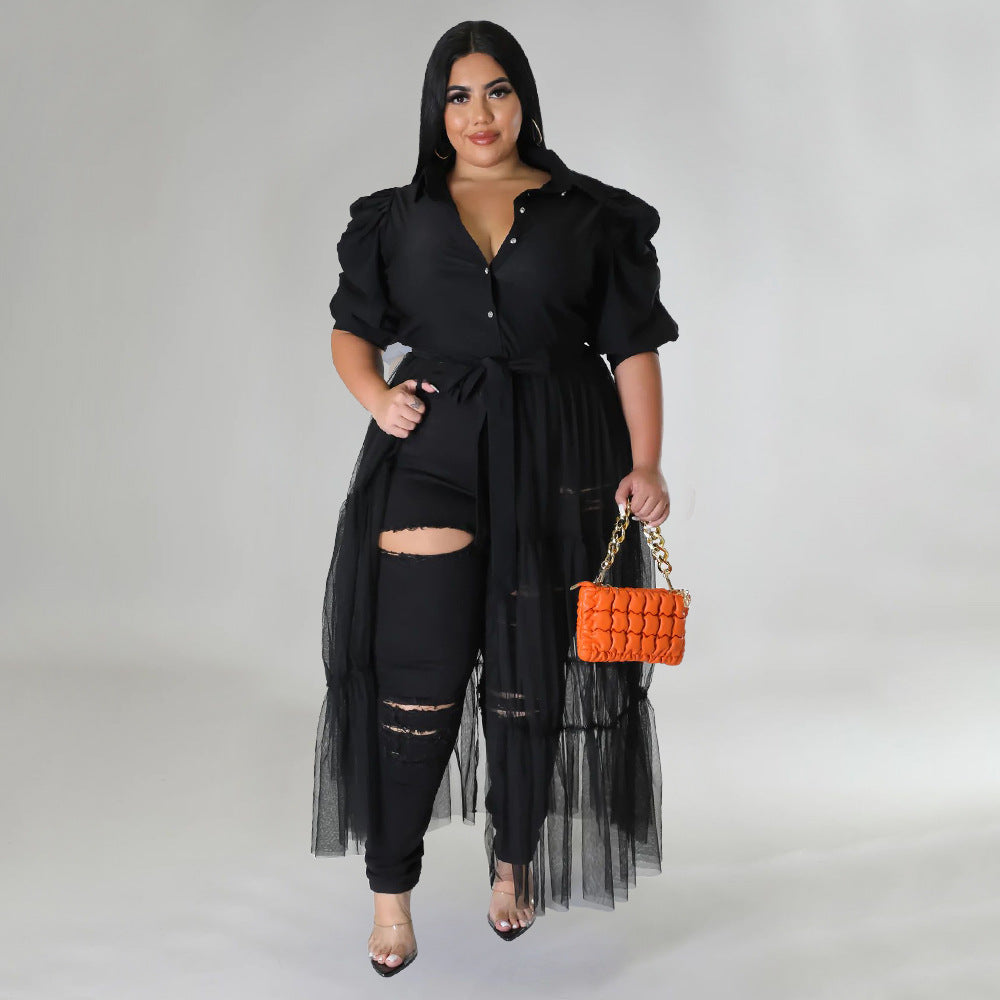 Sexy Plus Size Mesh See-Through Dress with Strap - Perfect for Night Out, Club Wear & Party Outfits