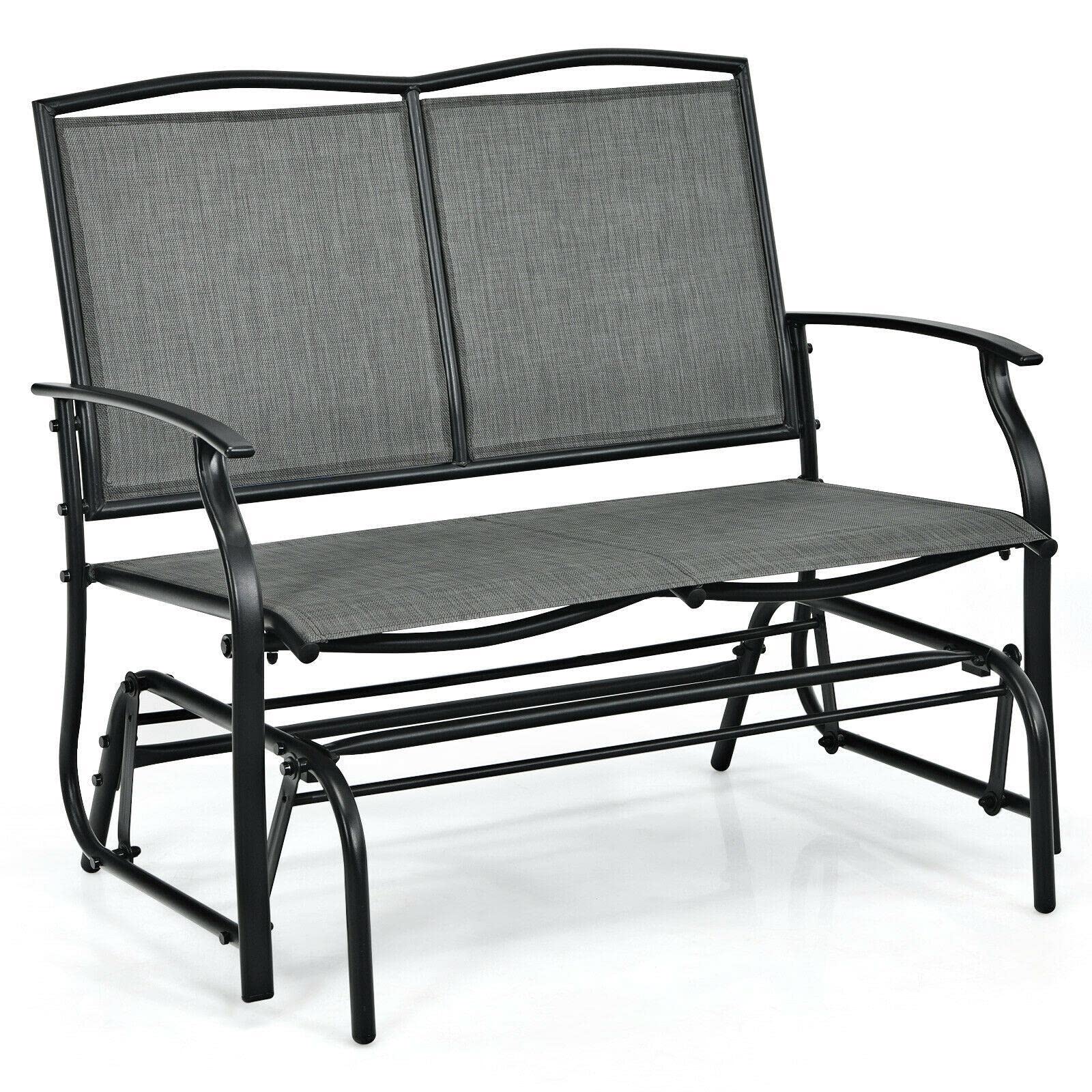 2-Person Patio Glider Rocking Bench - Double Loveseat Garden Chair in Grey | Perfect for Outdoor Relaxation, Porch Swinging & Backyard Lounging