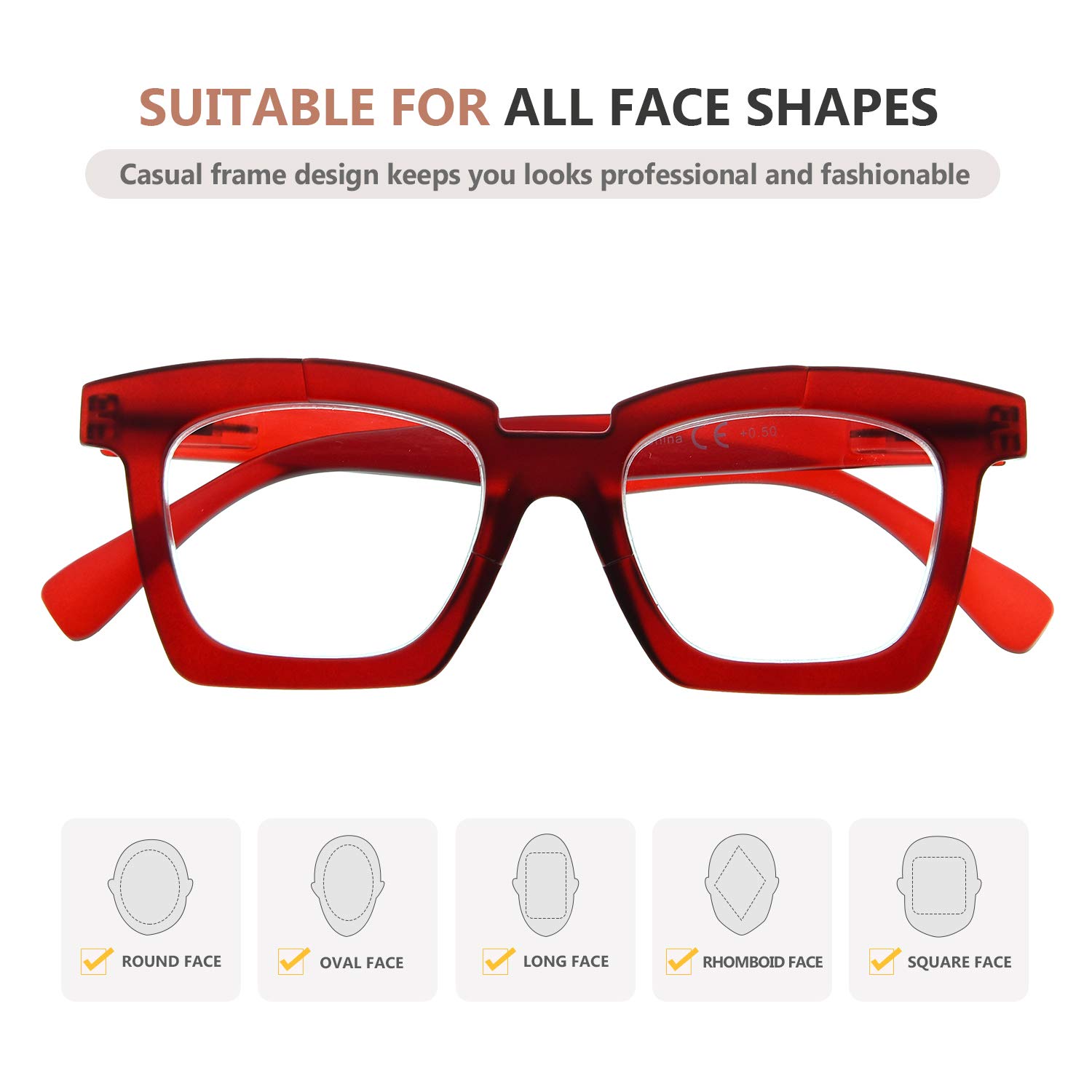 Eyekepper Stylish Women's Reading Glasses - Fashionable Red Readers for Women - Perfect for Reading, Working, and Computer Use