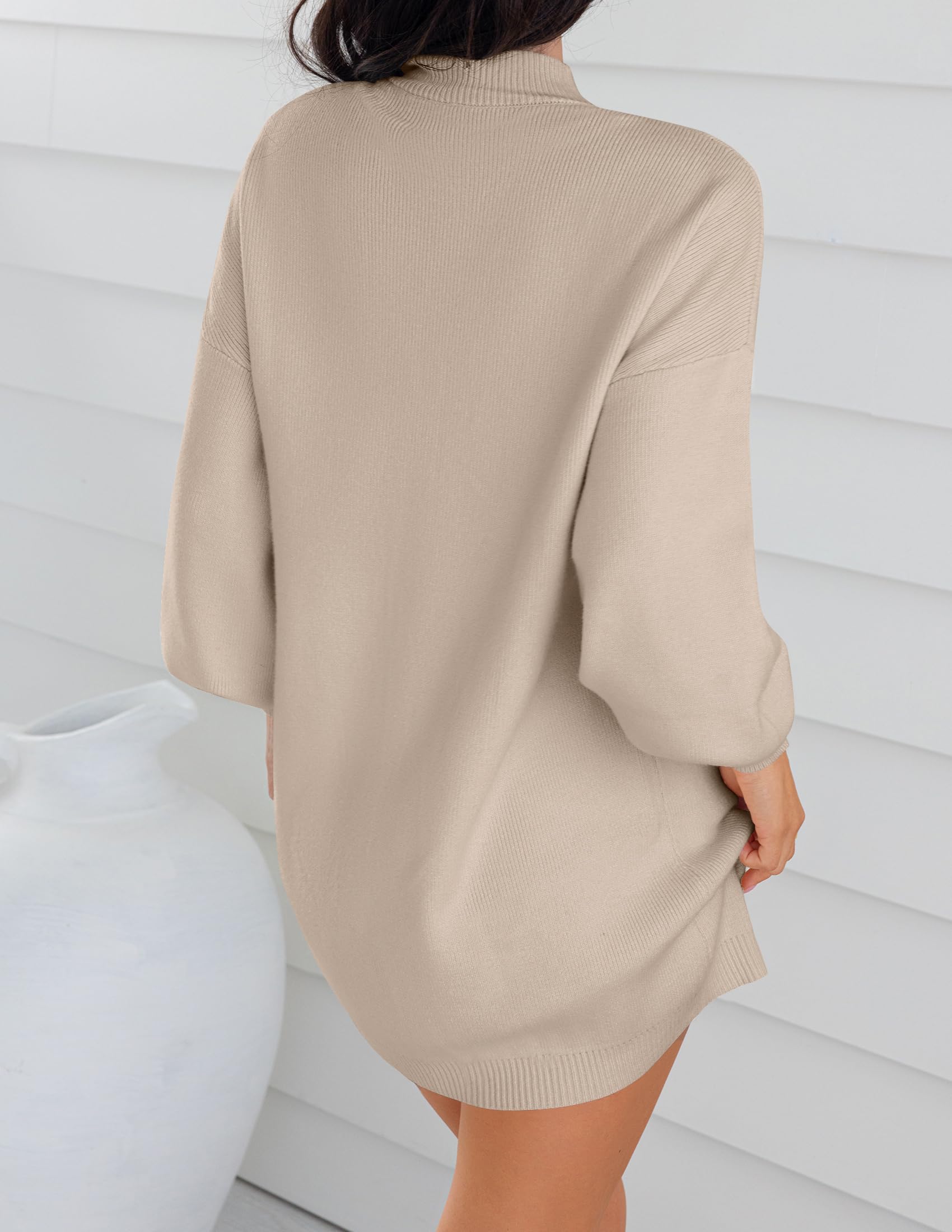 ZESICA Women's Oversized Turtleneck Sweater Dress - Long Lantern Sleeve Knit Pullover Short Dress for Spring | Casual Wear, Office Outfits & Date Night Fashion