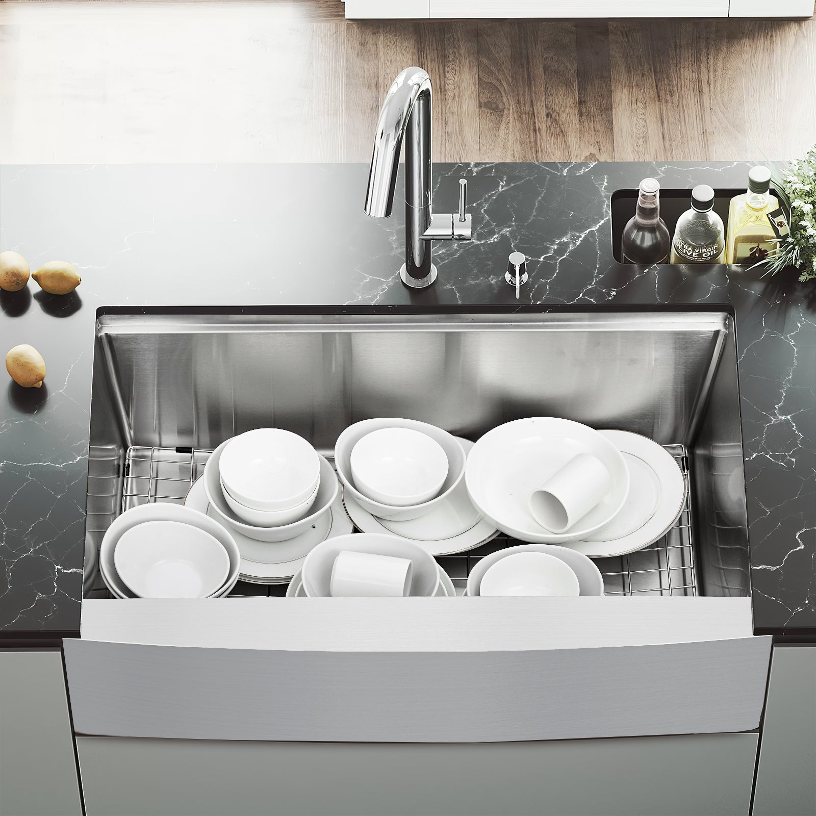 GARVEE 30 Inch Farmhouse Apron Front Kitchen Sink - 30x20 Stainless Steel Single Bowl Workstation Sink with Accessories | 16 Gauge Deep Basin for Modern Farmhouse, Rustic & Contemporary Kitchens | Perfect for Meal Prep, Washing Large Pots & Entertaining