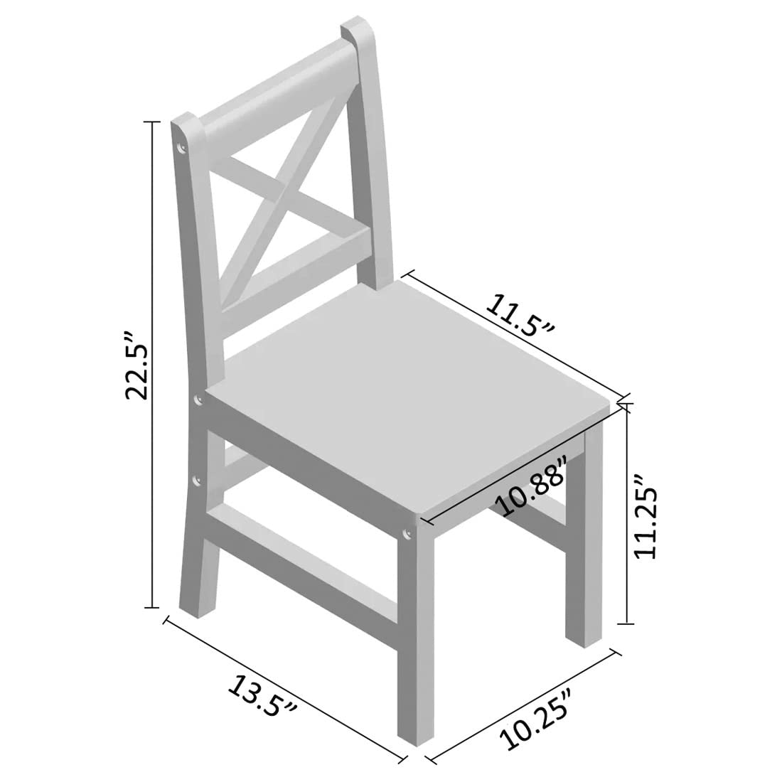 Premium Solid Hardwood Kids Table and Chair Set - 5 Piece Coffee-Colored Children's Furniture for Playroom, Classroom, or Home Learning Activities