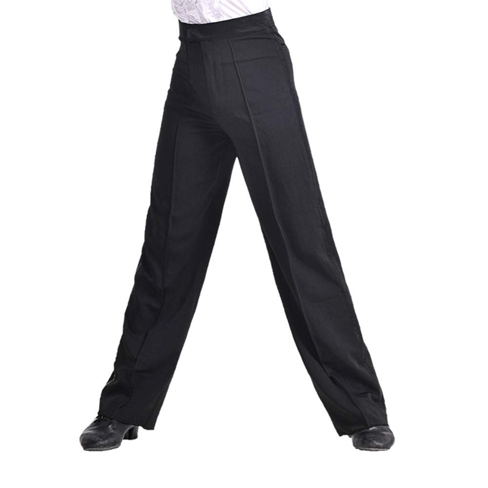 WENDYWU Men's Latin Dance Pants - Black Ballroom Competition & Practice Trousers for Rumba, Tango, Salsa | Professional Modern Dancewear for Performances & Training