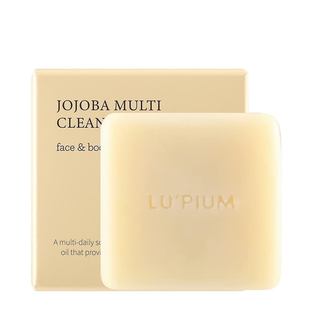 LU'PIUM Jojoba Multi Cleansing Soap 100g - Natural Face & Body Wash for Sensitive Skin | Gentle Exfoliating & Moisturizing Bar Soap | Perfect for Daily Skincare Routine & Travel