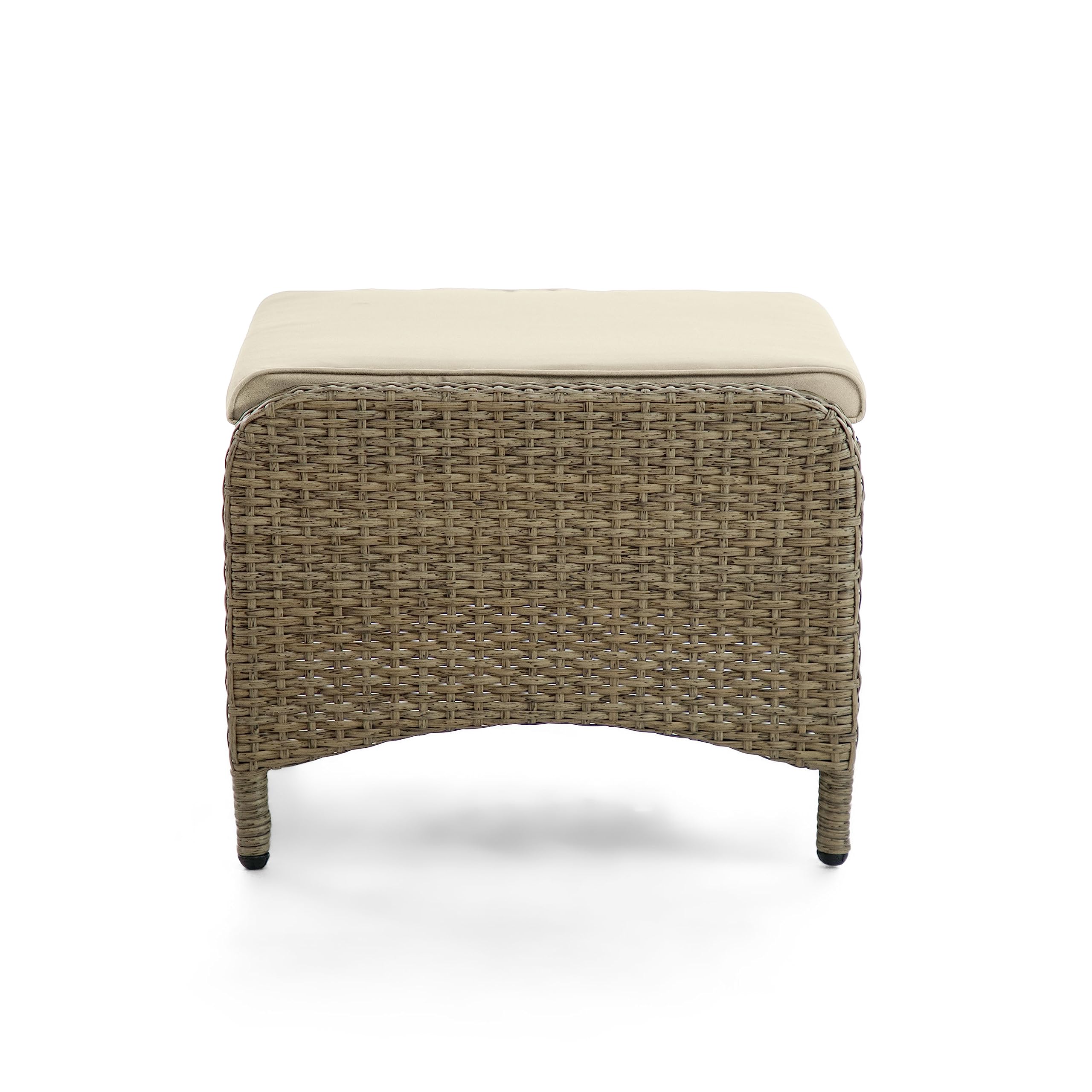 Greemotion Garda 2-Piece Outdoor Patio Ottoman Set - All-Weather Aluminum & Polyrattan Wicker Furniture with Removable Beige Cushions - Perfect for Poolside Lounging, Garden Relaxation & Patio Decor