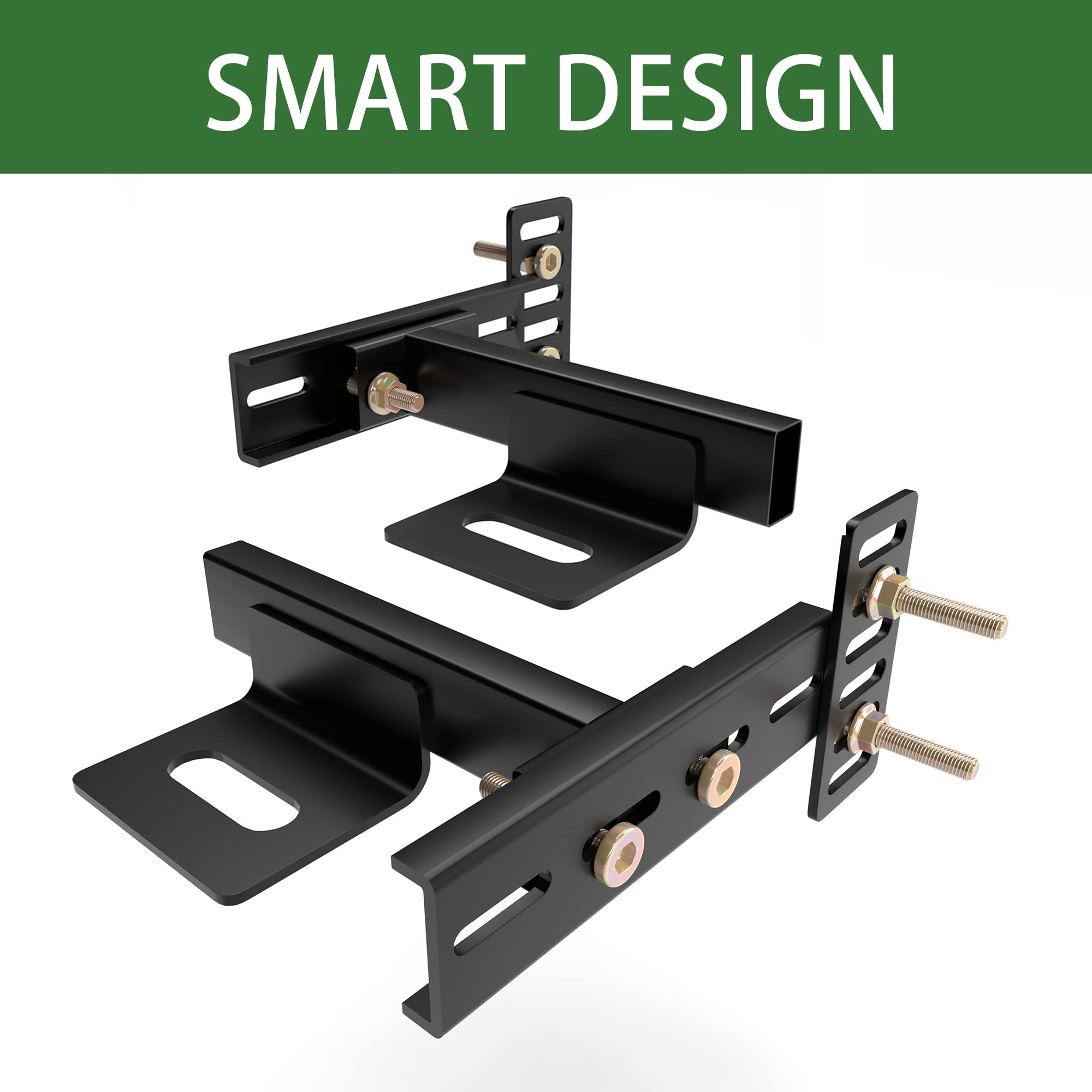 Adjustable Headboard Brackets for Metal Bed Frame - Heavy Duty Headboard & Footboard Extension Kit - Fits Twin, Full, Queen & King Size Beds - Set of 2 Matte Black Brackets - Perfect for Bedroom Furniture Assembly and DIY Bed Frame Projects