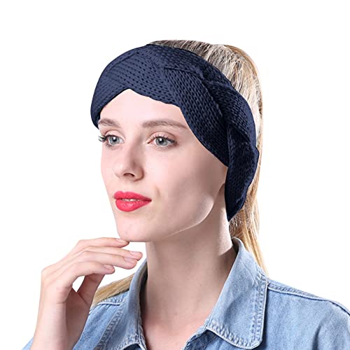 Super Soft Absorbent Coral Fleece Hair Towel Wrap - Microfiber Quick Dry Towel for Long Thick & Curly Hair - Sports Headband for Women & Men (Dark Blue, One Size) - Perfect for Gym, Swimming & Home Hair Care