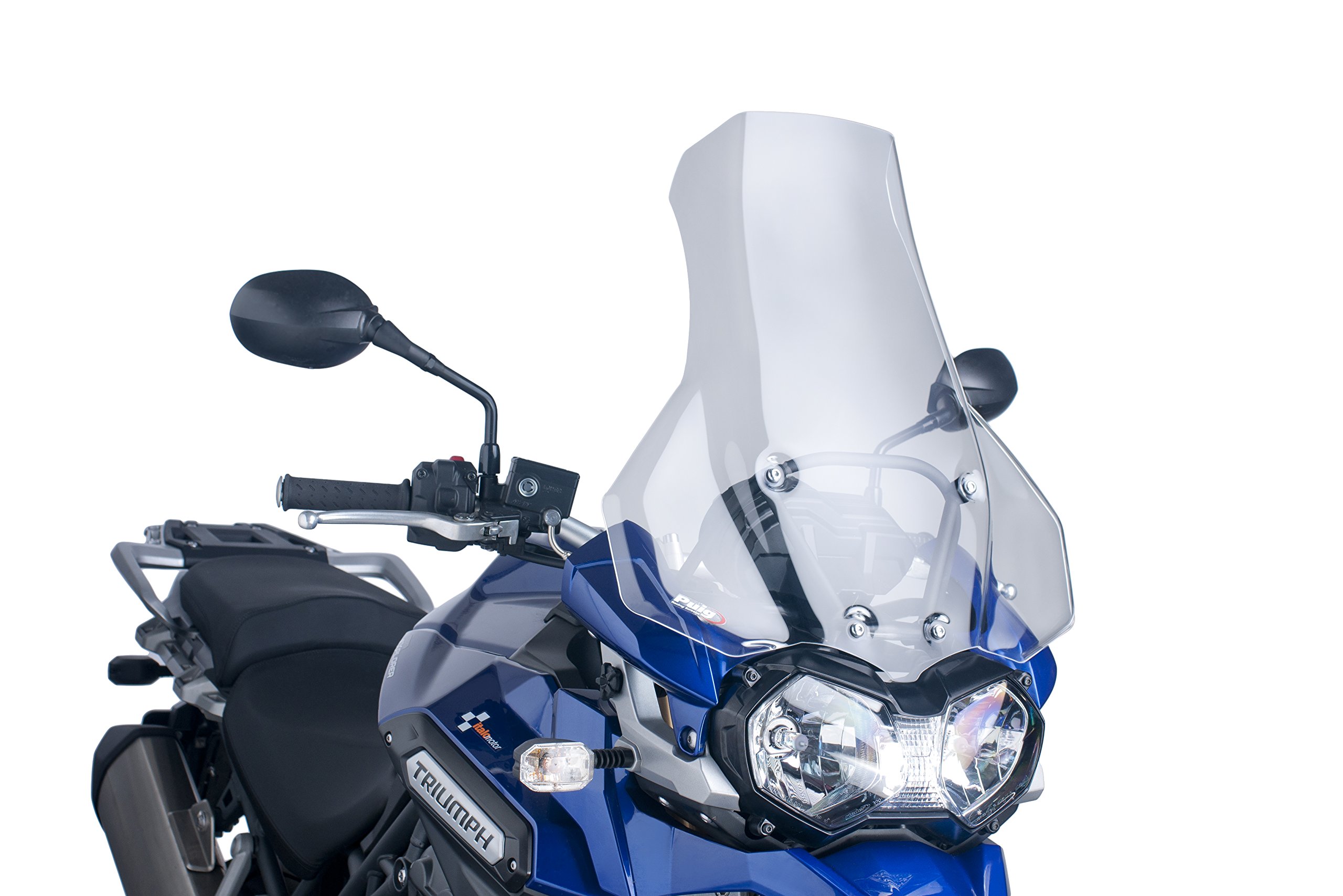 Puig 6000W Clear Touring Windshield - High-Performance Motorcycle Windshield for Adventure & Long-Distance Riding - Perfect for Honda, Yamaha, Kawasaki & Suzuki Bikes