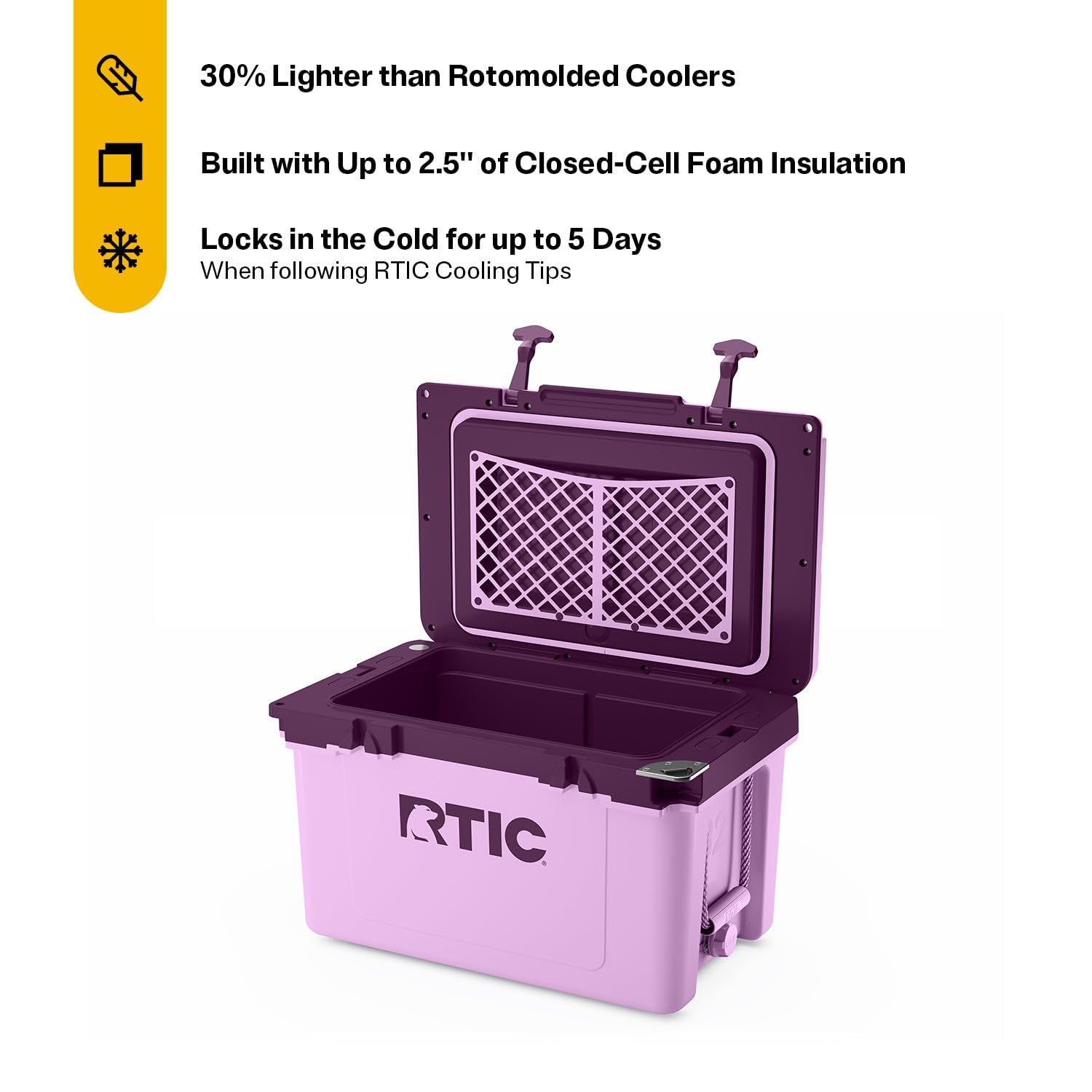 RTIC Ultra-Light 32 Quart Hard Cooler - Insulated Ice Chest for Drinks & Beverages - 30% Lighter Than Rotomolded Coolers - Perfect for Beach, Camping, Picnics, Fishing, Boating & BBQs