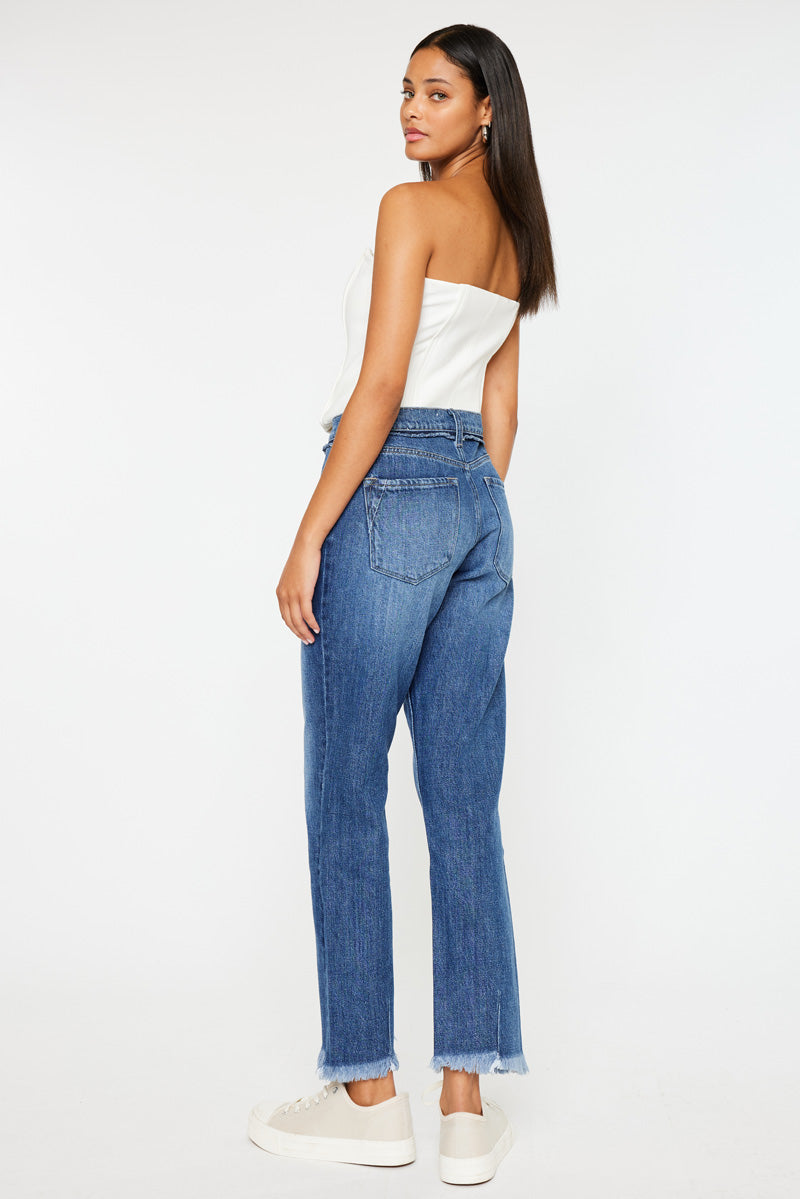 Angelina High Rise Slim Straight Leg Jeans for Women - Stretchy Denim Pants with Tummy Control - Perfect for Work, Casual Outfits & Date Nights