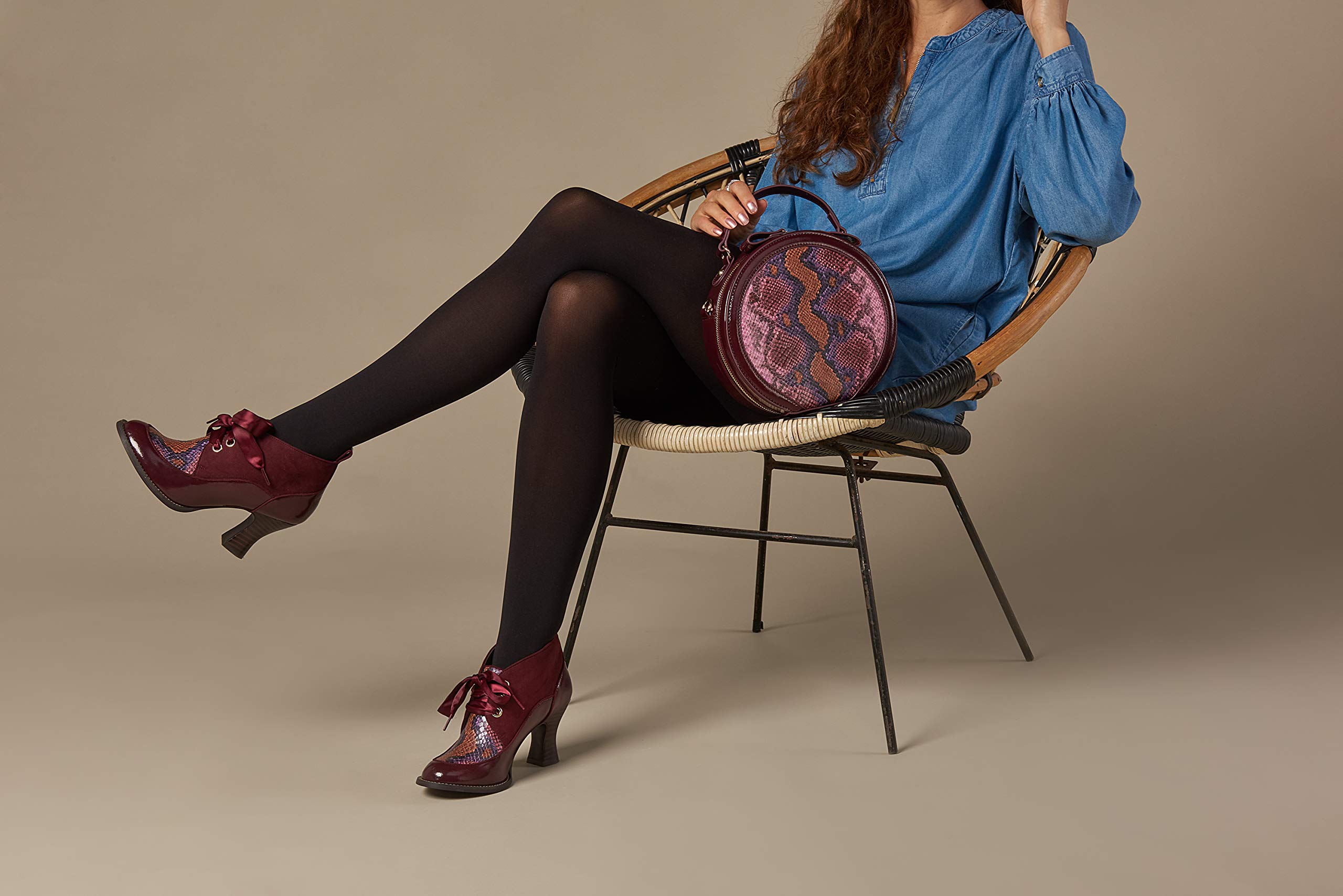 Ruby Shoo Emma Comfortable Mid Heel Boots for Women - Burgundy, Black & Brown Cow Leather - Perfect for Office, Parties & Everyday Wear