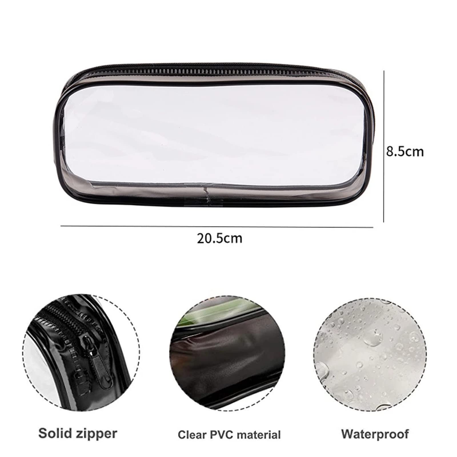 JMOCD 2-Pack Clear PVC Zipper Pencil Case - Transparent School & Office Organizer for Pens, Pencils, Makeup, Toiletries & Brushes - Durable Pencil Pouch with Secure Zipper for Students, Artists & Professionals | Perfect for Backpacks, Desks & Travel