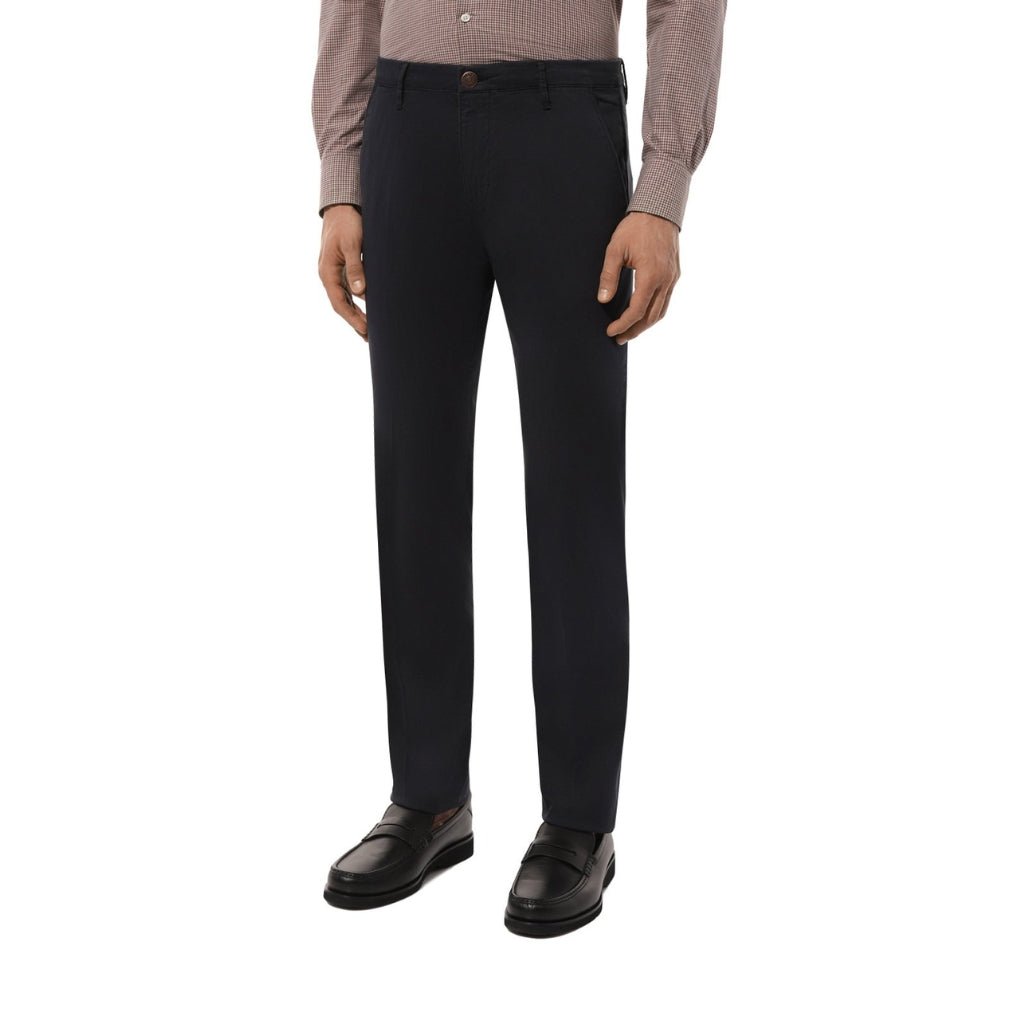 FRADI Stretch Chino Pants for Men - Comfortable Satin Cotton Blend, Blue Navy - Perfect for Business Casual, Office Wear & Everyday Outfits
