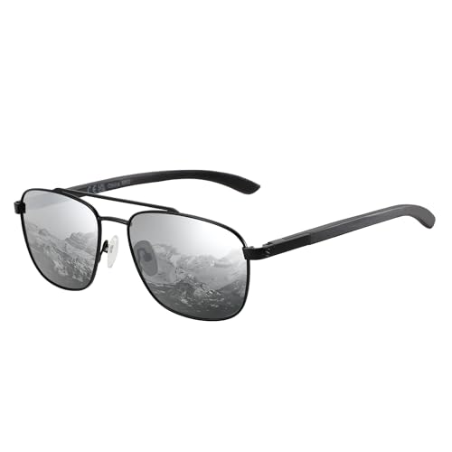 Black Frame Silver Mirrored Lens