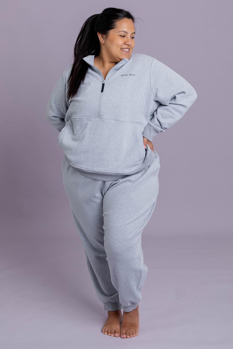 Reset Zip Sweater Grey Marle - Stylish Unisex Pullover for Casual Wear & Outdoor Activities