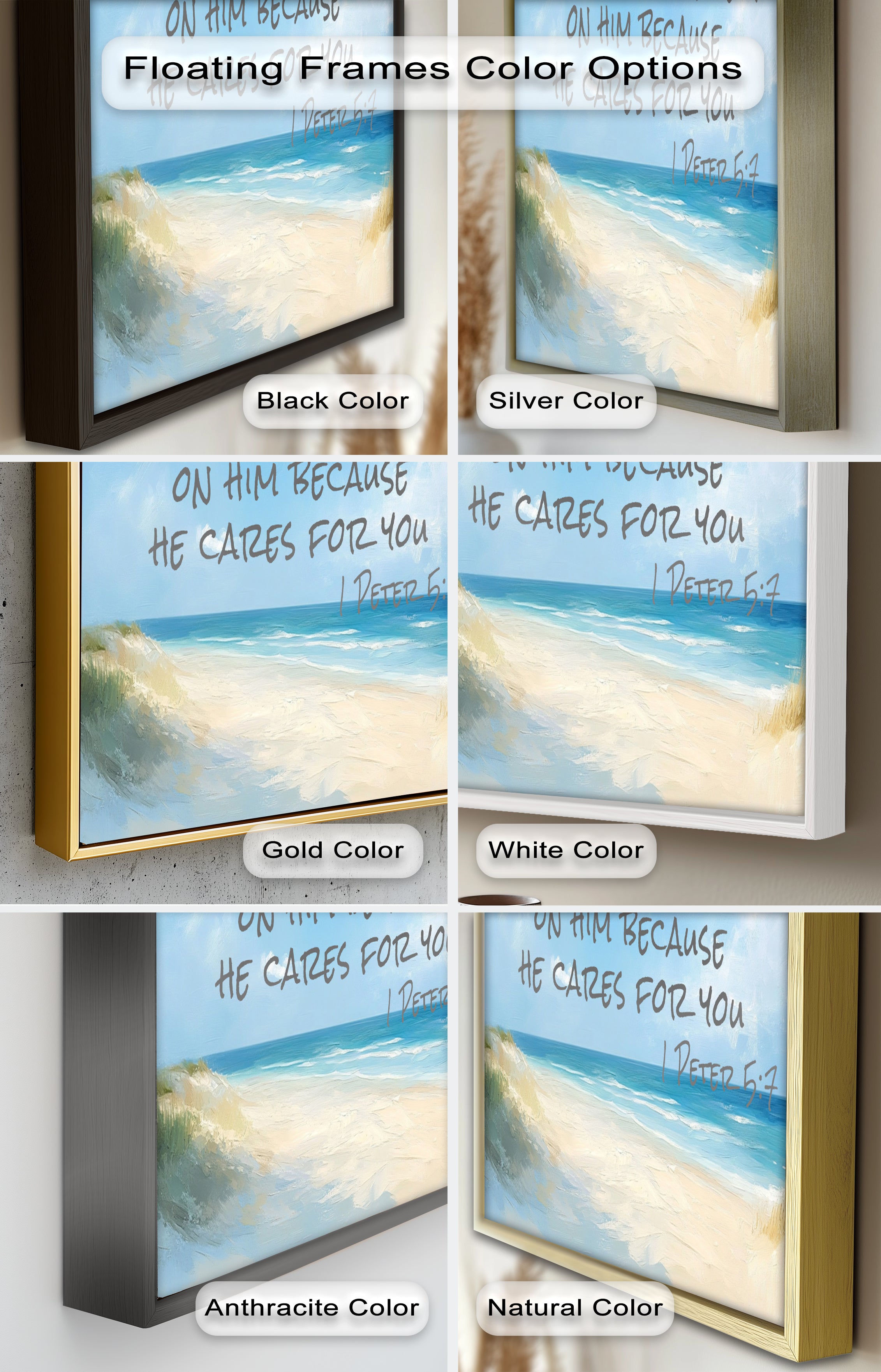 1 Peter 5:7 Cast Your Anxiety Bible Verse Oil Painting - Christian Wall Art for Home, Church & Office Decor - Inspirational Scripture Gift for Anxiety Relief