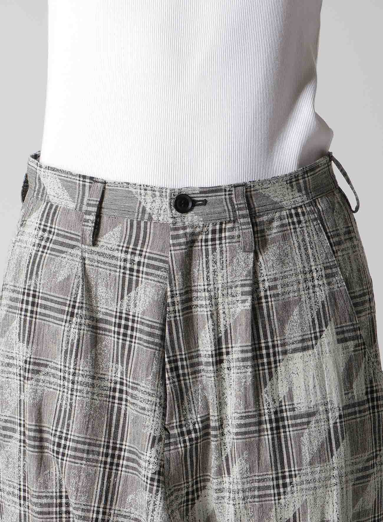 Stylish Cotton Linen Plaid Houndstooth Sarouel Pants with Cuffed Hem - Perfect for Casual Wear, Street Fashion & Boho Outfits