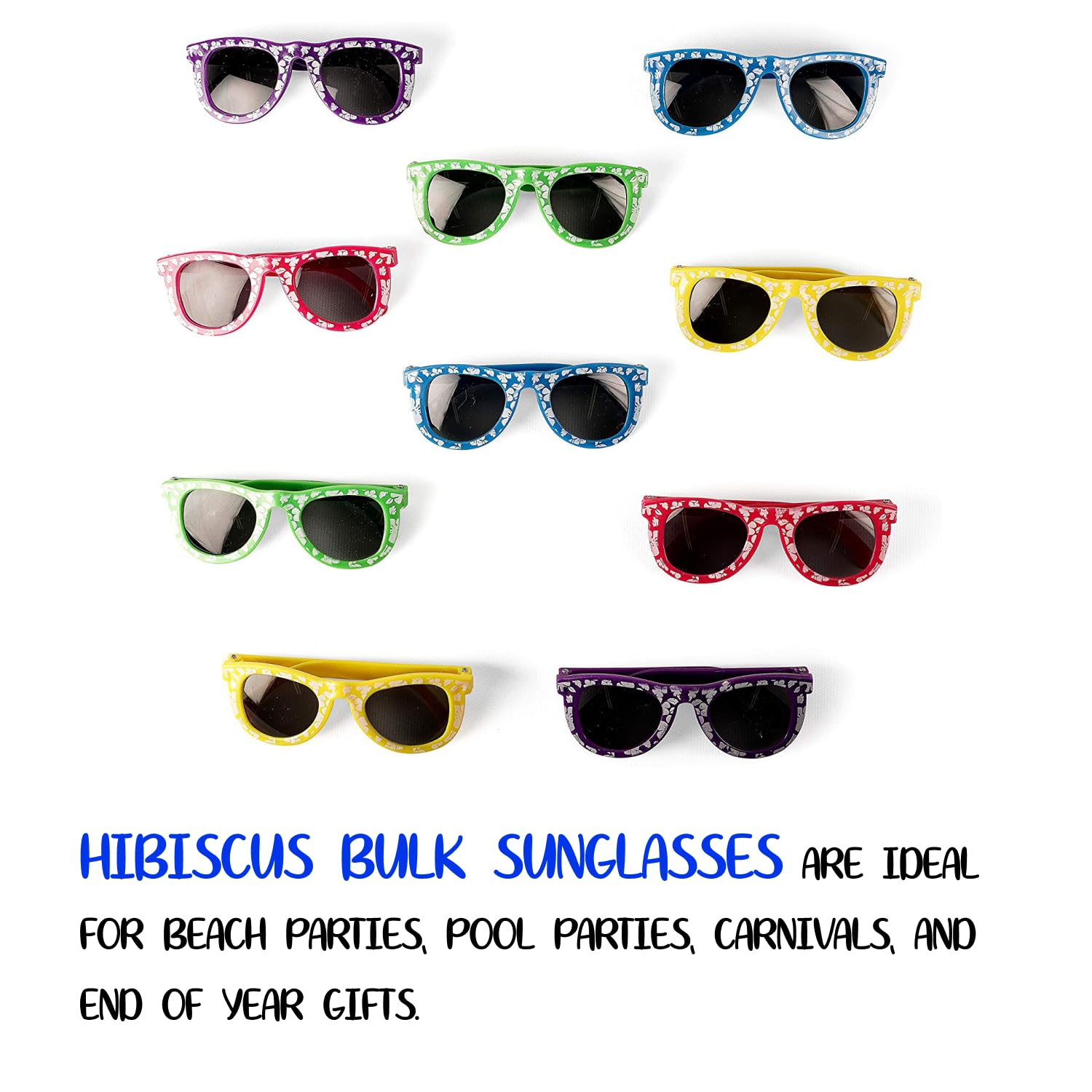 Neliblu Kids Hibiscus Sunglasses - Stylish UV Protection Sunglasses for Beach, Pool Party, Carnival & Luau - Bulk Set of 25 - Perfect for Party Favors, Treat Bags & Summer Events