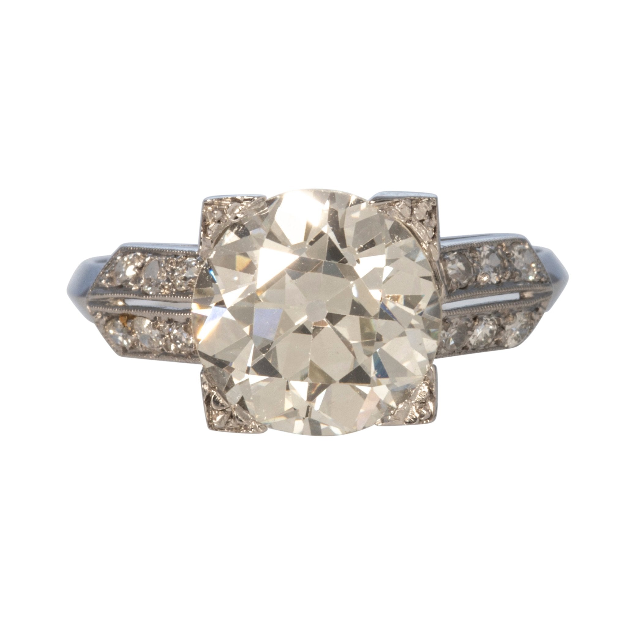Vintage Art Deco 4 Carat Old European Cut Diamond Platinum Engagement Ring - Perfect for Wedding Proposals & Anniversary Gifts