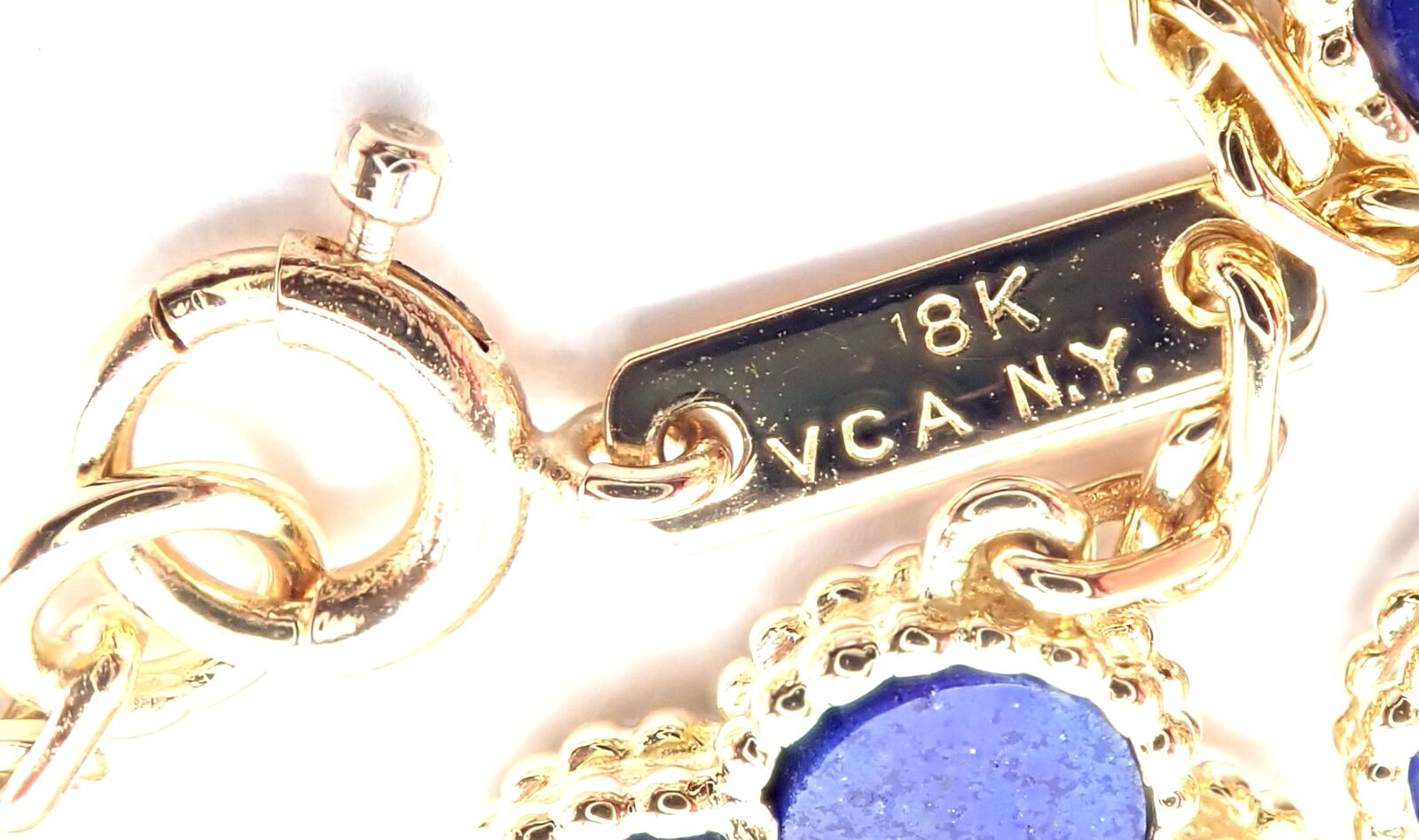 Authentic Van Cleef & Arpels 18k Gold 5 Motif Alhambra Lapis Lazuli Bracelet - Luxury Jewelry Gift for Women, Perfect for Weddings & Special Occasions