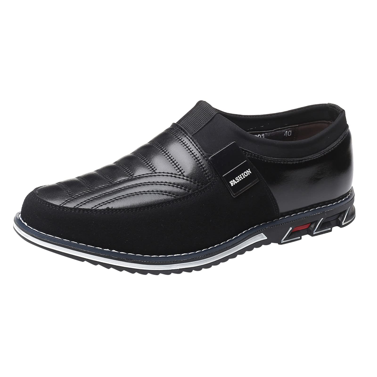 YUHAOTIN Men's Breathable Comfortable Business Casual Leather Shoes - Solid Color Hook & Loop Design for Office & Leisure Wear