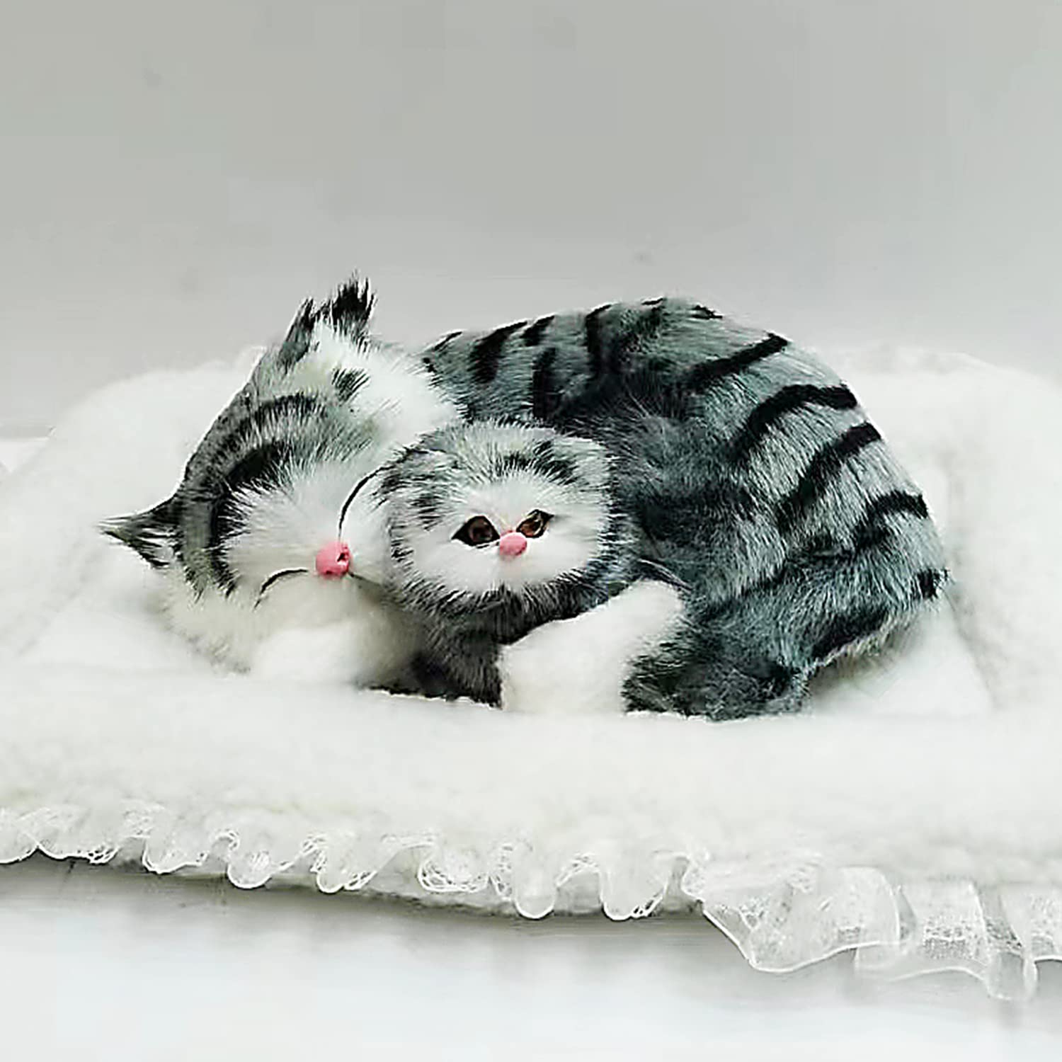 Realistic Gray Striped Tabby Cat Plush Toy - Ultra Soft & Cute Stuffed Animal, Kawaii Kitty Gift for Kids & Adults | Perfect for Easter Decor, Nursery Room, Birthday Presents & Cuddling