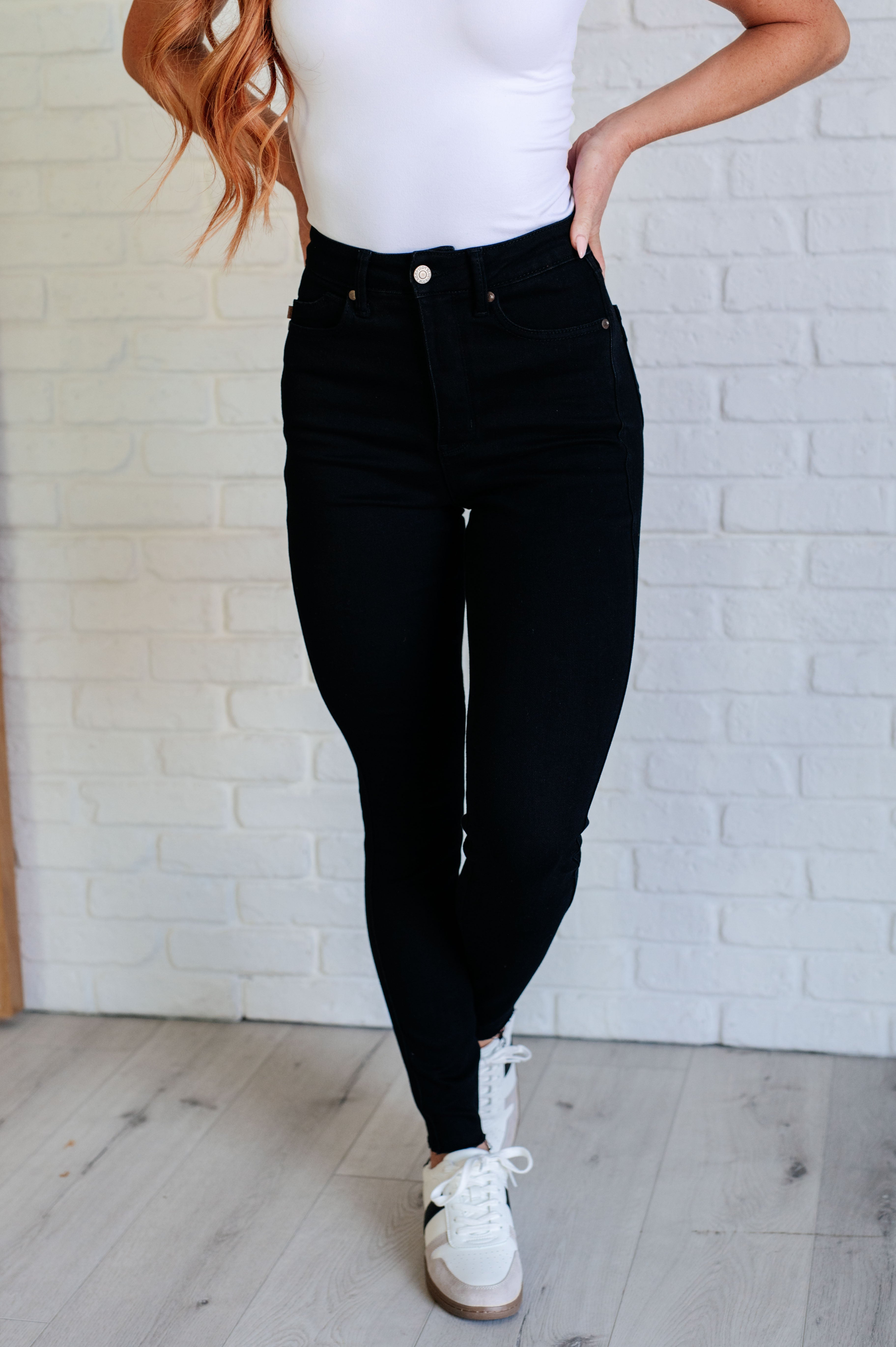 Nicole High Waisted Tummy Control Skinny Jeans for Women - Slimming Black Denim Pants | Perfect for Work, Date Night & Everyday Wear
