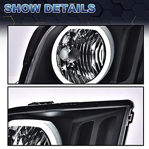 PIT66 LED Headlights for 2005-2009 Ford Mustang - High Brightness Headlamp Assembly with Clear Lens & Black Housing (Driver & Passenger Side) - Perfect for Night Driving and Off-Road Adventures
