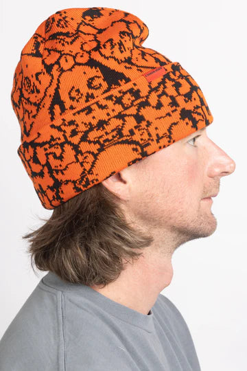 2025 Corduroy Catacombs Beanie in Safety Orange - Warm Winter Hat for Outdoor Activities, Hiking, and Street Fashion