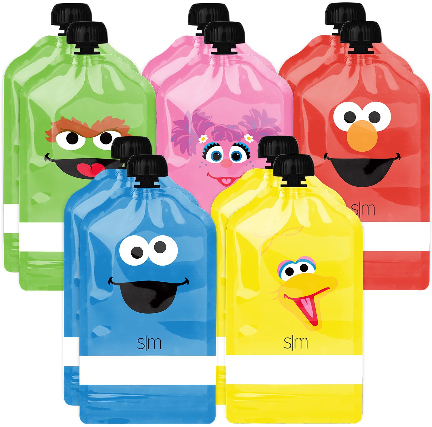 Sesame Street Reusable Baby Food Pouches 10 Pack (5oz) - BPA Free, Food Safe & Freezer Safe | Refillable for Applesauce, Yogurt & Puree | Toddler Snack Pouch for On-the-Go, Daycare & Travel