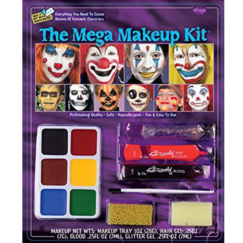 Fun World Halloween Mega Make Up Kit - Professional Costume Face Paint Set for Kids & Adults - Perfect for Halloween Parties, Cosplay & Theatrical Performances