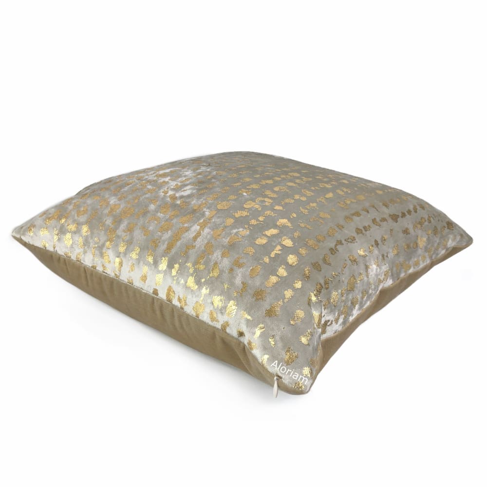Matteo Champagne & Gold Metallic Leopard Print Pillow Cover - Luxury Home Decor for Living Room, Bedroom & Sofa
