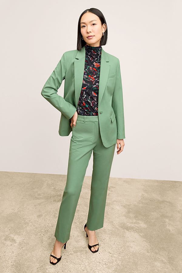 Smith Straight Trouser Washable Wool Twill Pants - Parisian Green | Classic Office Wear & Smart Casual Outfits for Men
