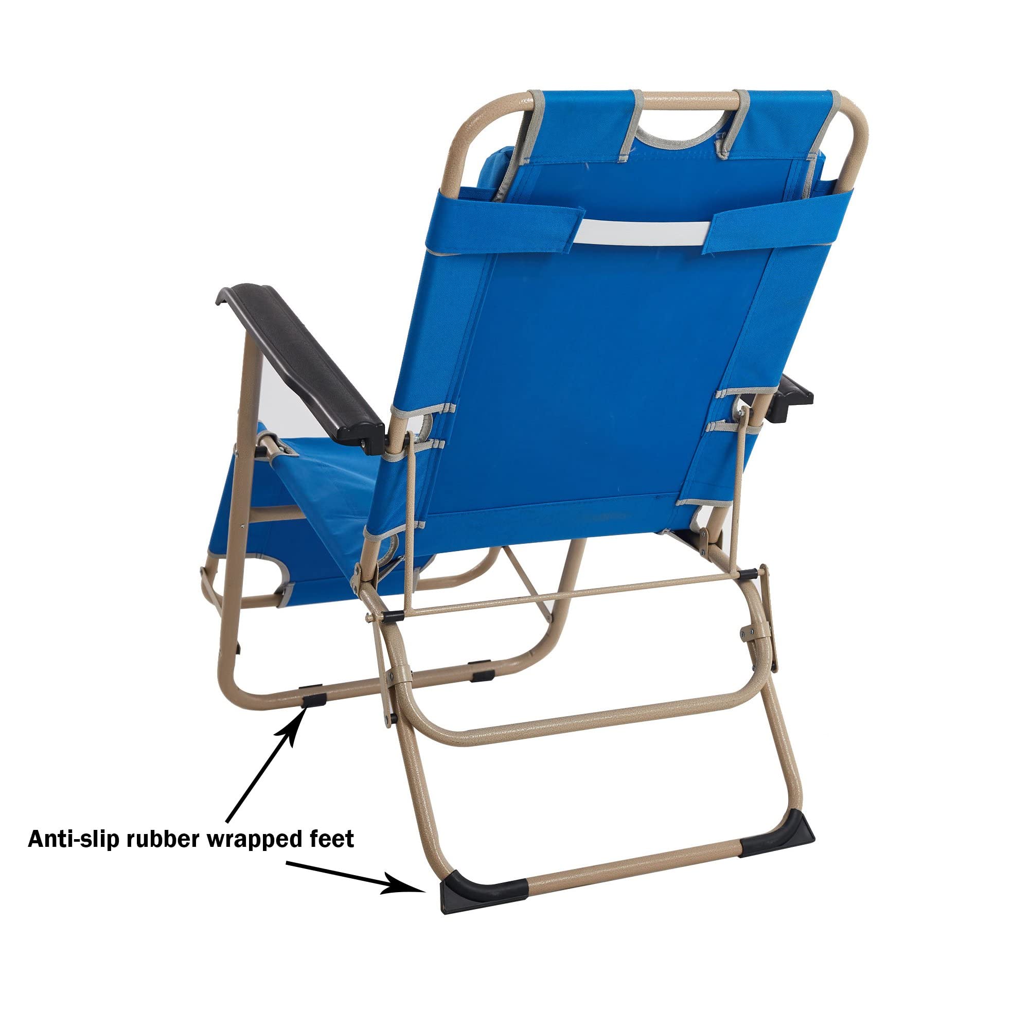 LUCKYERMORE 4 Pack Patio Lounge Chairs - Foldable Flat Cot Outdoor Camping Recliners for Beach, Lawn, Pool & Backyard - 60