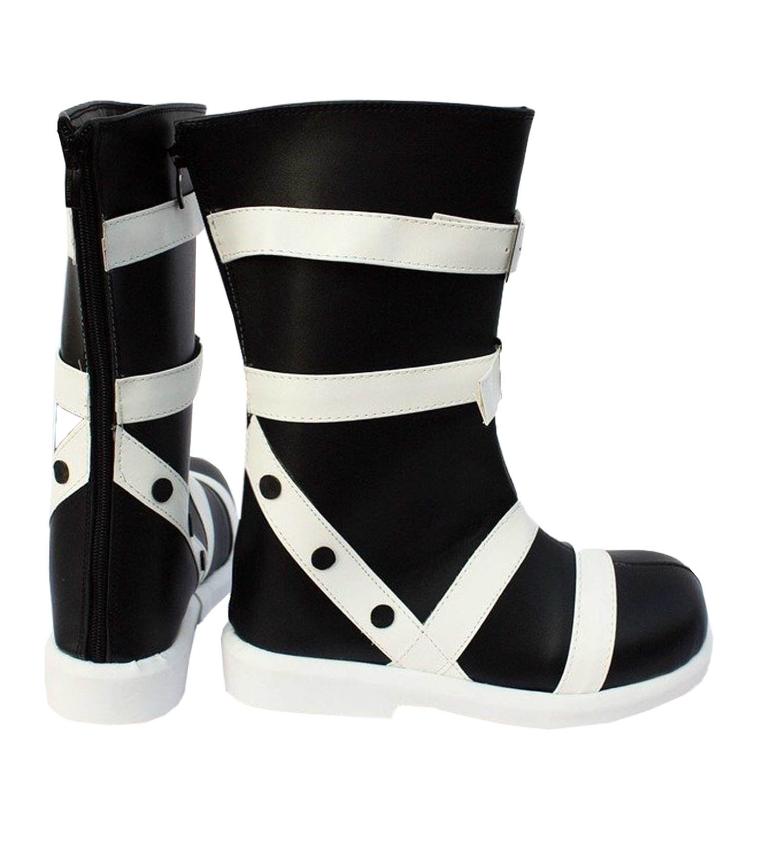 LYLAS Black & White Cosplay Boots - Custom Made Anime Gothic Lolita Shoes for Costume, Halloween & Cosplay Events
