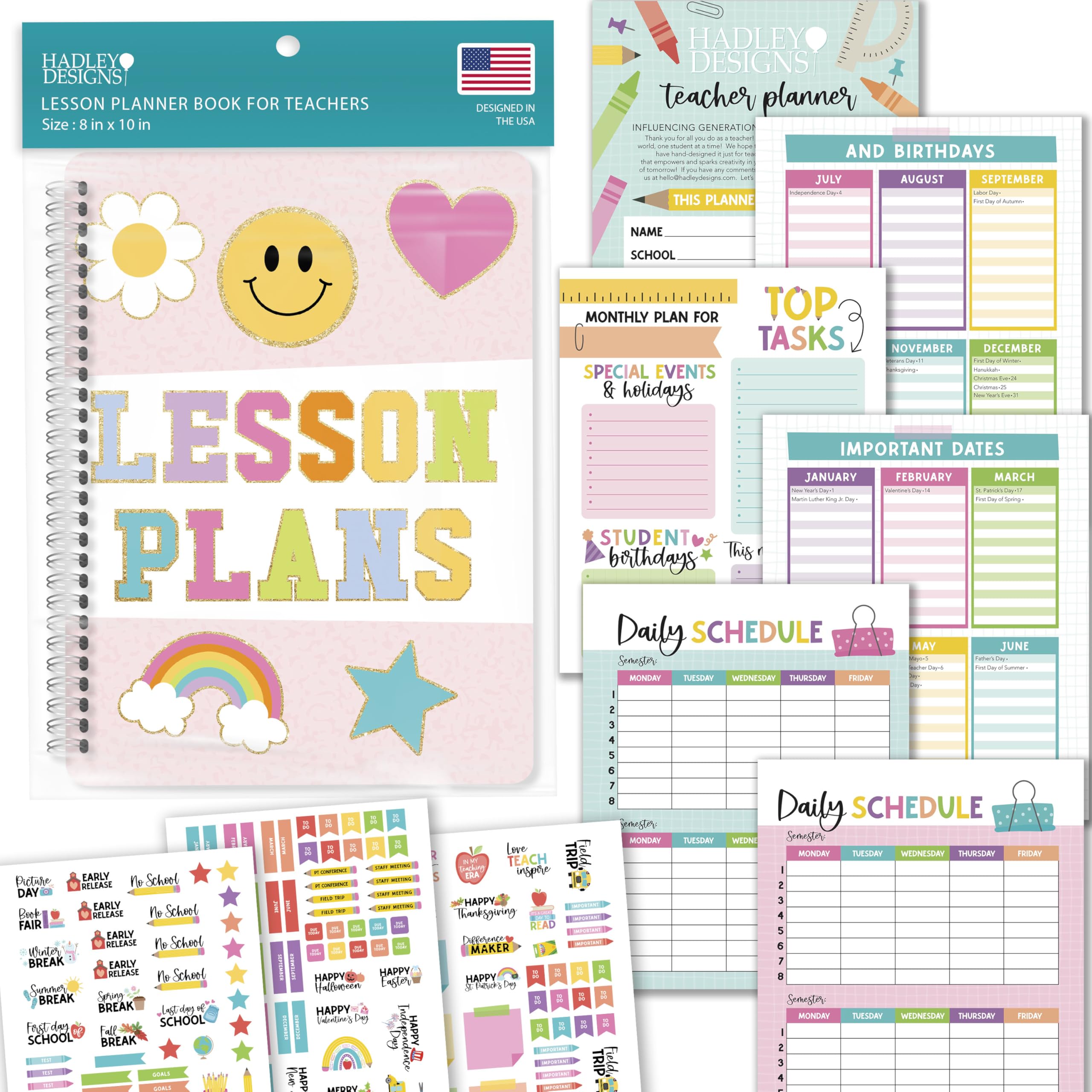 2025-2026 Teacher Planner - Undated Lesson Plan Book with Stickers, Monthly & Weekly Calendar, Student & Substitute Teacher Sections - Colorful Classroom & Homeschool Organizer for Elementary, Middle & High School Teachers - Perfect for Lesson Planning, Grade Tracking & Classroom Management
