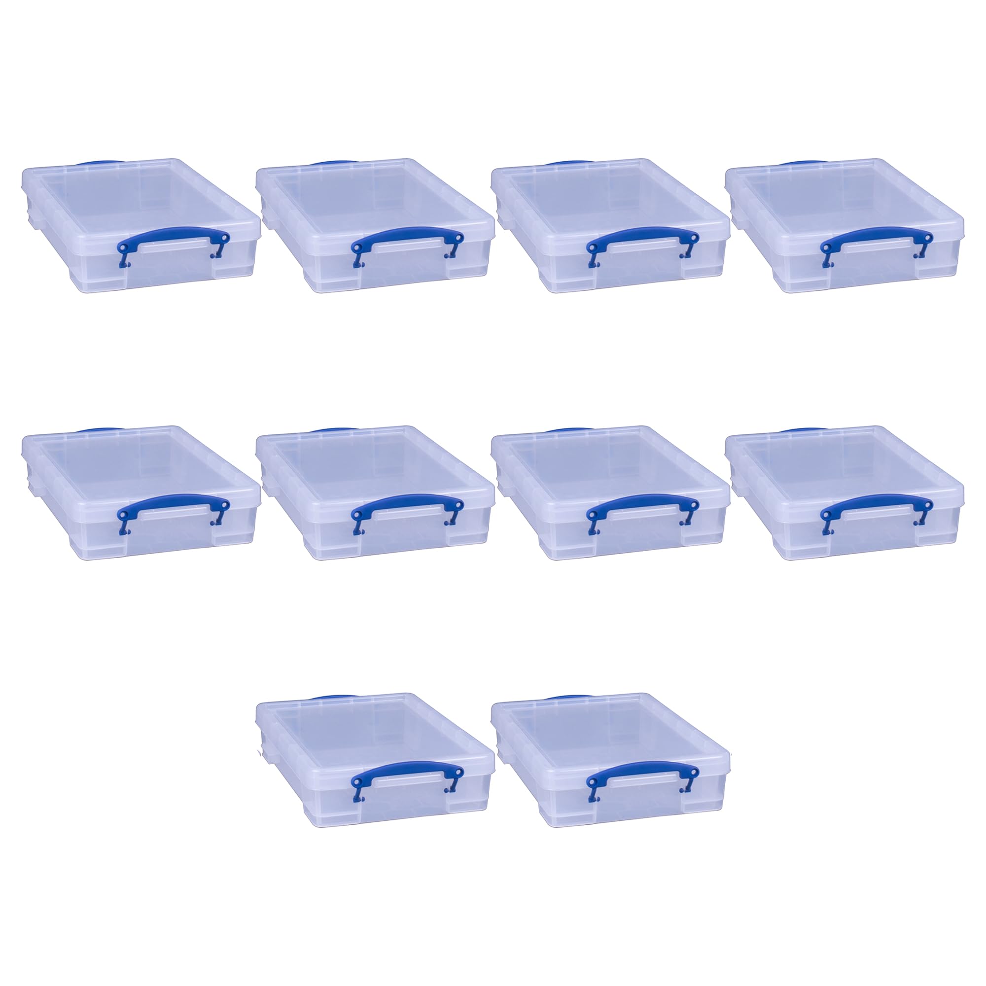 Really Useful Box 4L Storage Container with Lid & Clip Lock Handles - 10 Pack | Organize Home, Office & Craft Supplies | Durable Plastic Storage Bins for Closet, Kitchen & Garage Organization