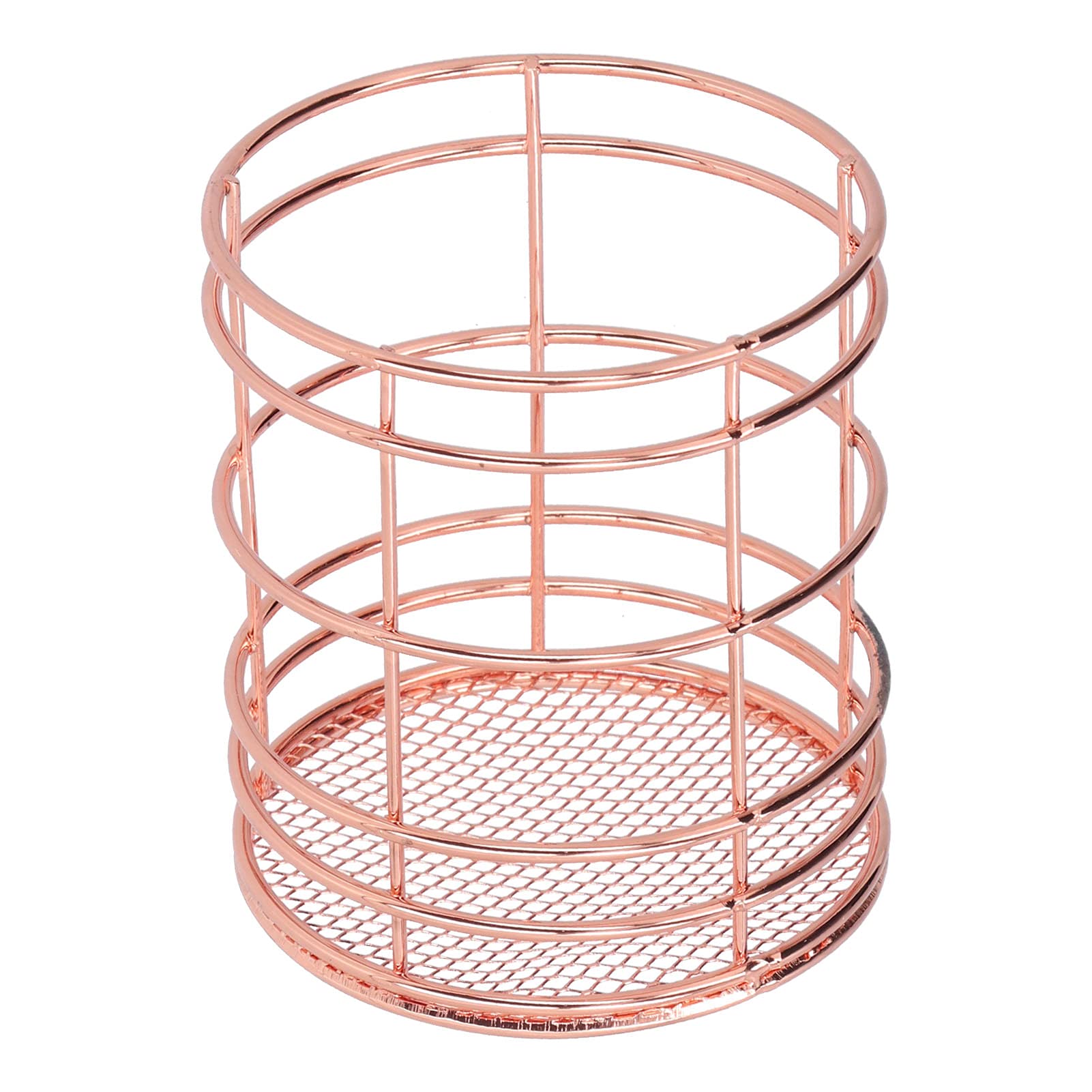 Stainless Steel Round Hollow Utensil Drying Rack & Pen Holder Organizer - Rose Gold Multifunctional Desktop Storage for Home, Kitchen, Office | Perfect for Drying Spoons, Forks & Organizing Pens, Pencils
