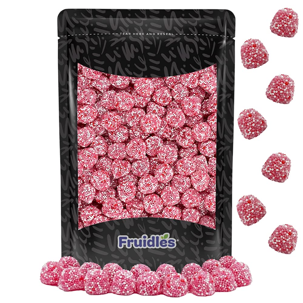 Fruidles Pink Berry Gummy Candy - Nonpareils Coated Sour Gummies, 8oz (Half Pound) - Perfect for Birthday Parties, Movie Nights & Sweet Treats