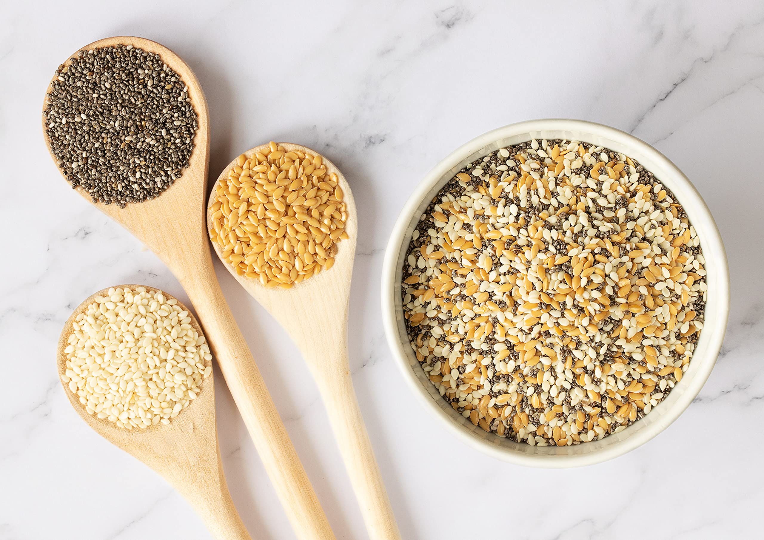 Organic Omega-3 Seed Mix with Flax, Chia & Sesame - 10lb Non-GMO, Raw, Kosher, Vegan - Rich in Omega-3 Fatty Acids & Fiber - Perfect for Smoothies, Salads, Yogurt & Baking - Healthy Superfood Snack for Weight Loss & Heart Health
