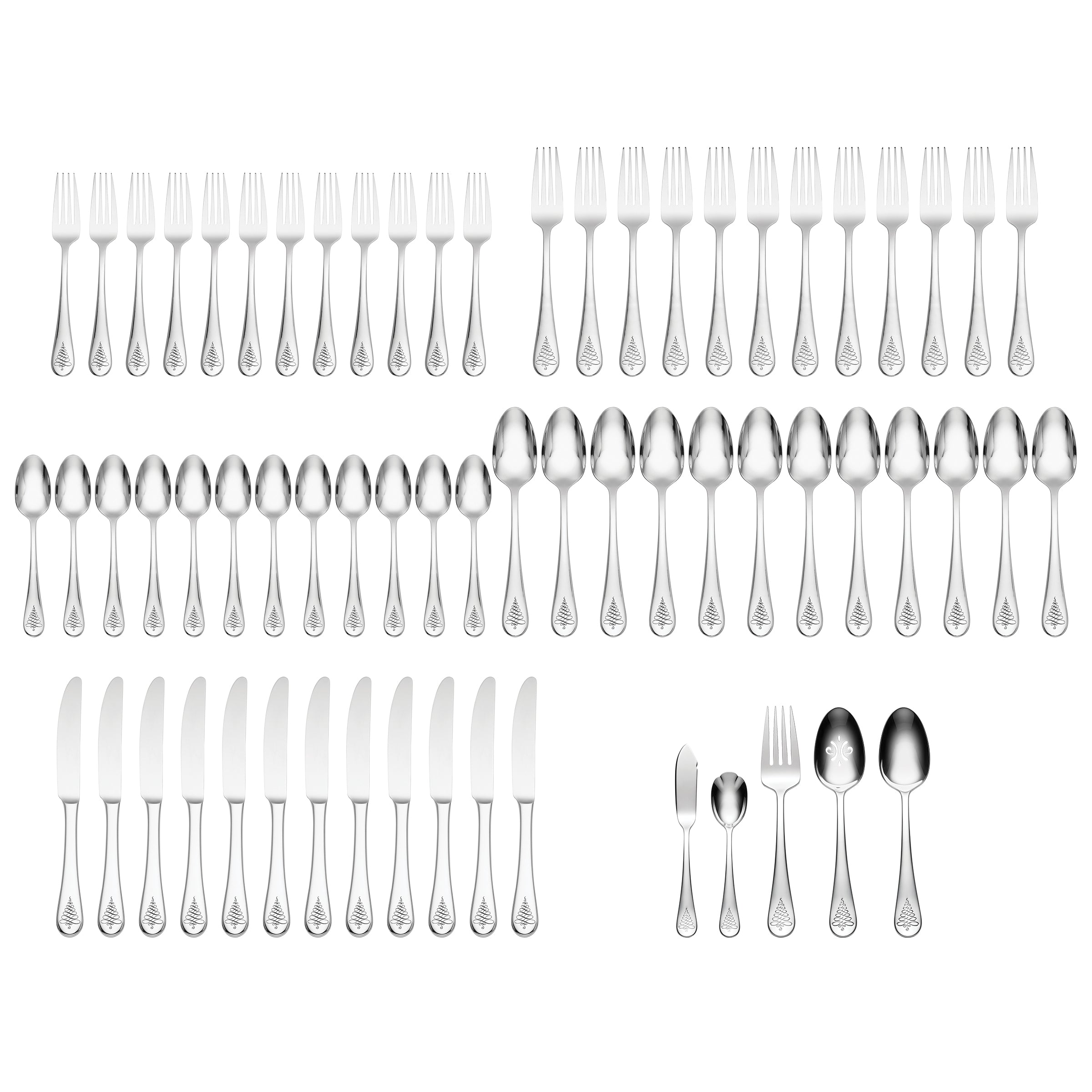 Noella 65-Piece Stainless Steel Flatware Set - Service for 12, Elegant Dining Silverware for Restaurants, Weddings & Everyday Use