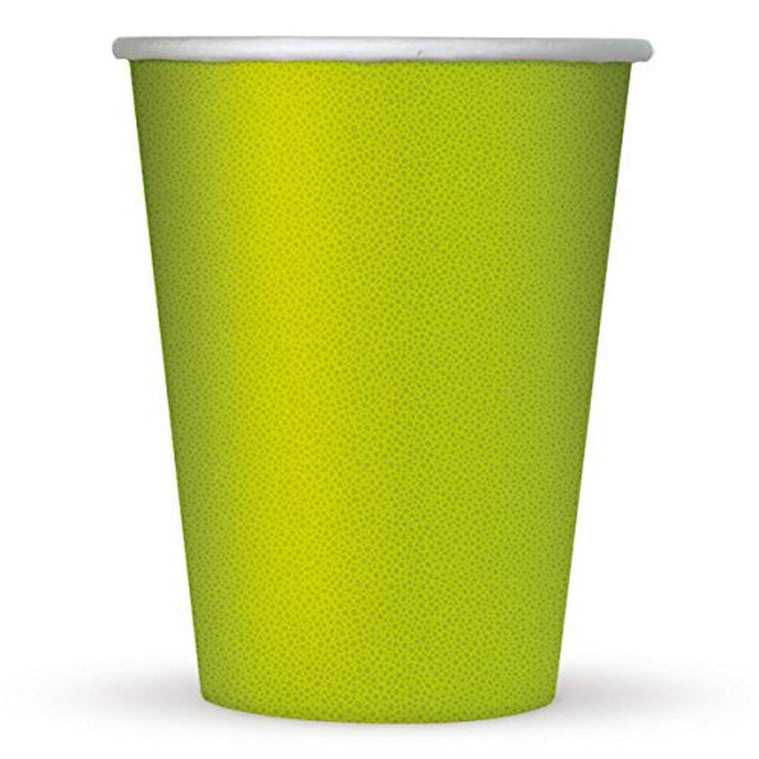 Eco-Friendly Pebble-Lime Green 12 oz Disposable Paper Cups - Pack of 8 for Parties, Picnics & Outdoor Events
