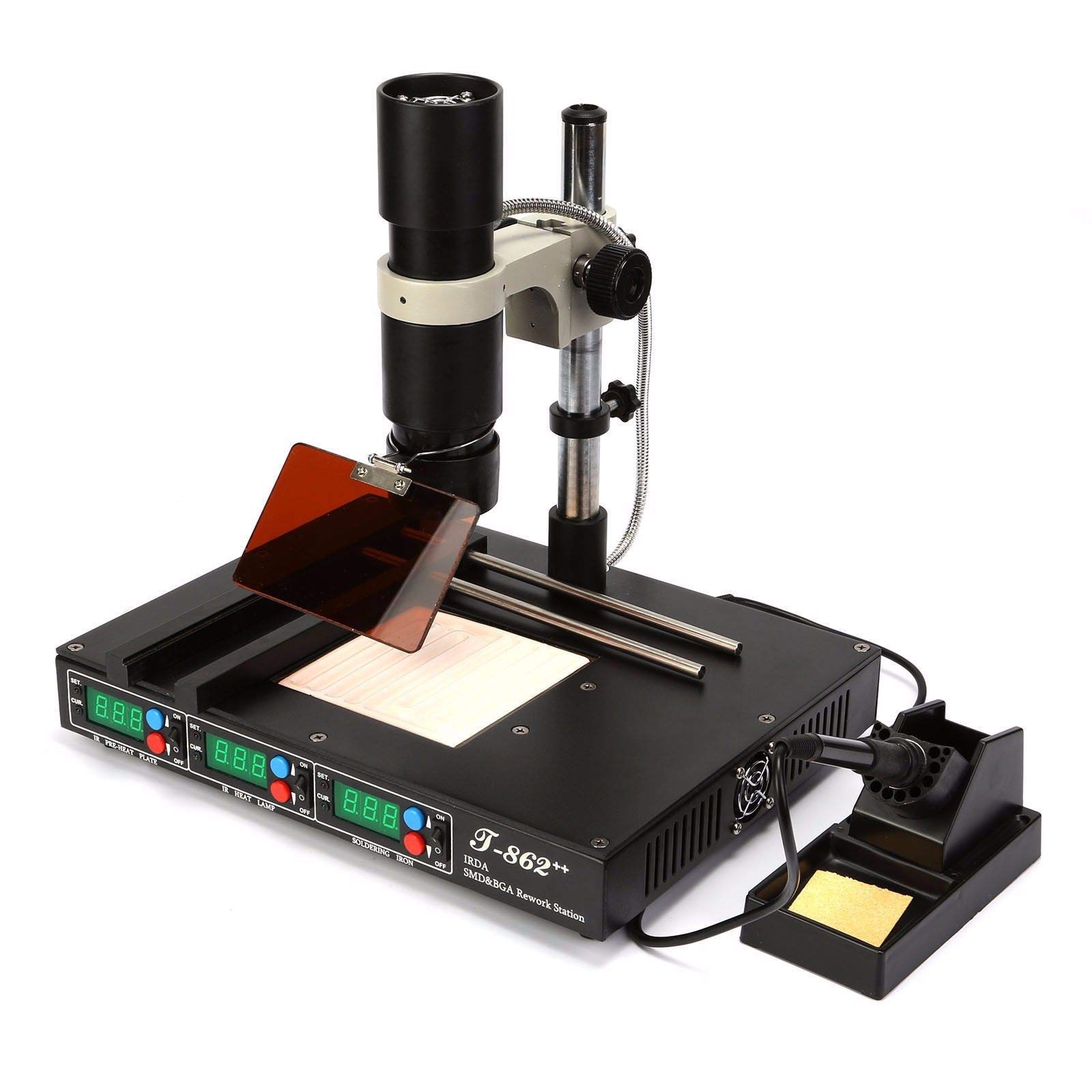 Professional T862++ SMD/BGA Rework Station with Infrared Heating - SMT Soldering & Desoldering Machine for PCB Repair (US Stock) | Ideal for Electronics Repair, DIY Projects & Circuit Board Maintenance