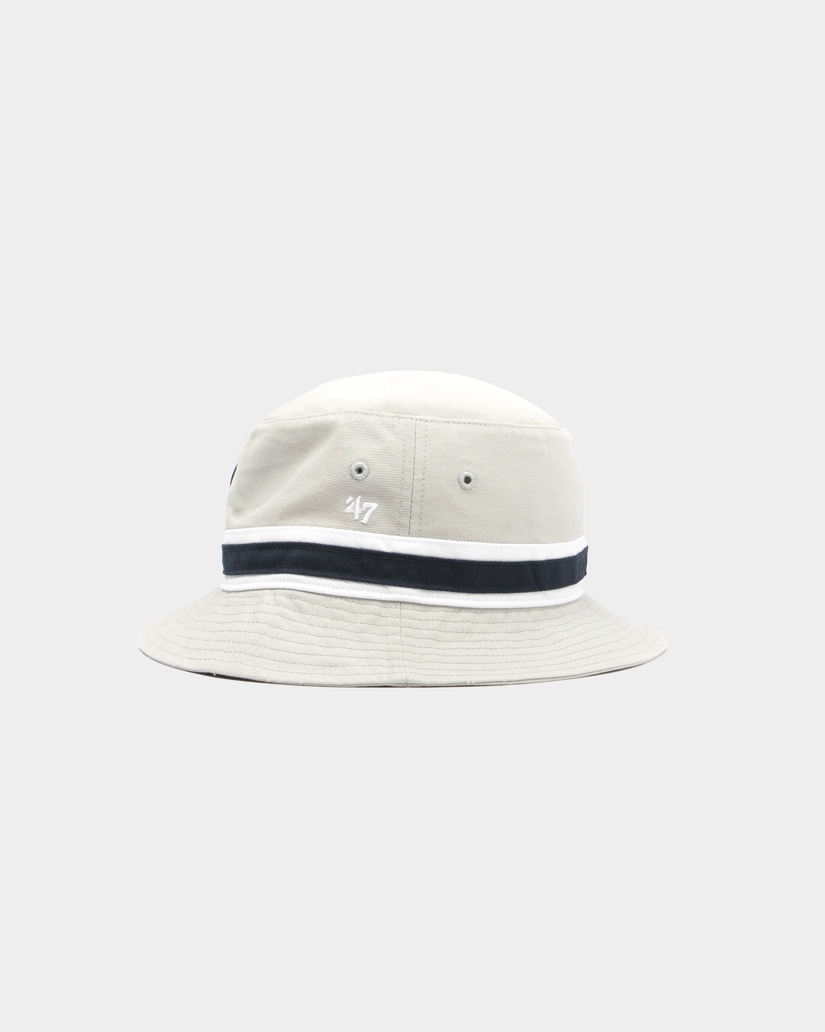 47 Brand New York Yankees Striped Bucket Hat - Adjustable Grey Baseball Cap for Men & Women - Perfect for Baseball Games, Outdoor Activities & Fashion Accessories