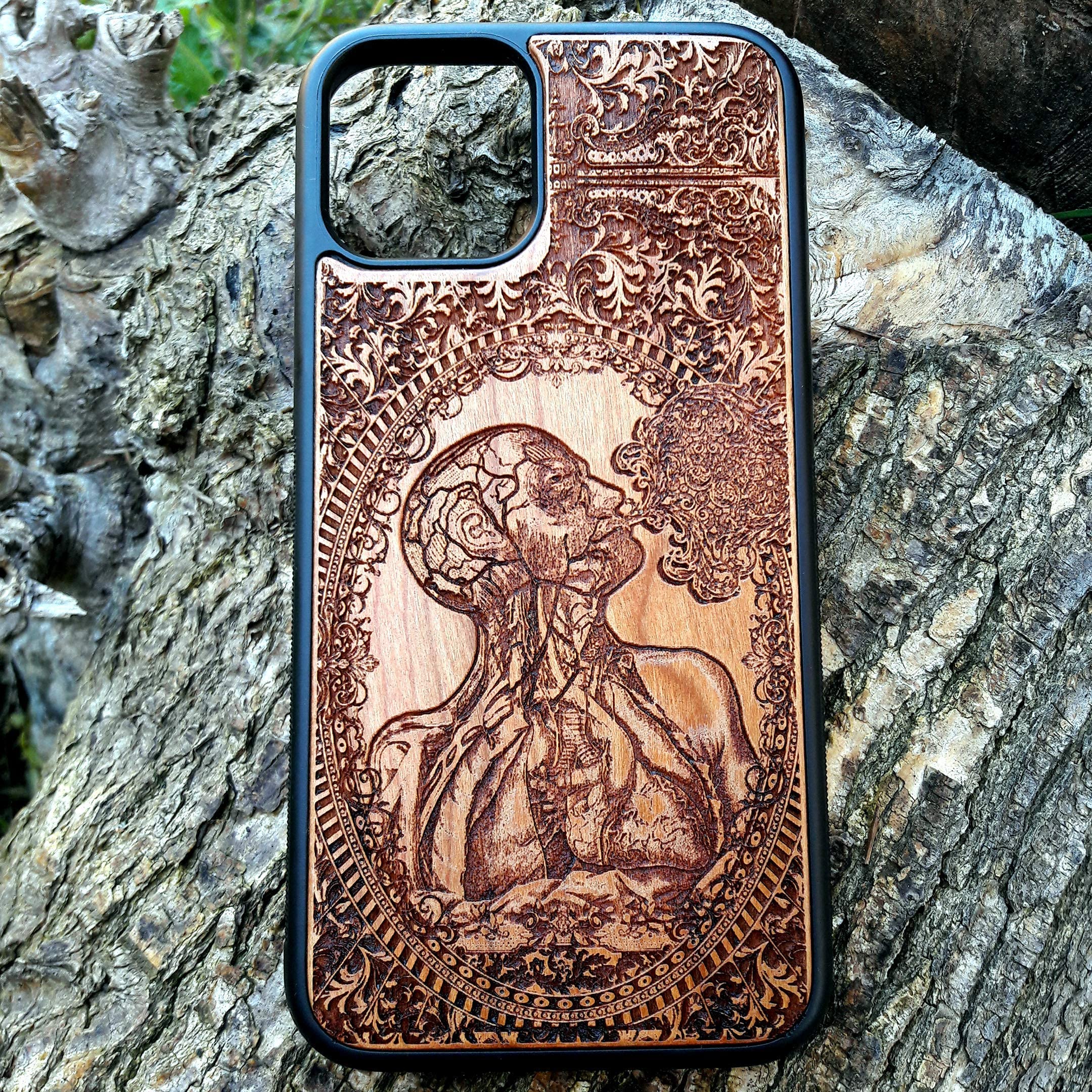 Human Anatomy Laser Engraved Wood Phone Case - Compatible with iPhone 16/15/14/13/12/11 Pro Max Mini & Galaxy S25/S24/S23/S22/S21/S20 Ultra Plus - Eco-Friendly Slim Durable Wooden Cover - Perfect for Medical Students, Doctors & Science Enthusiasts