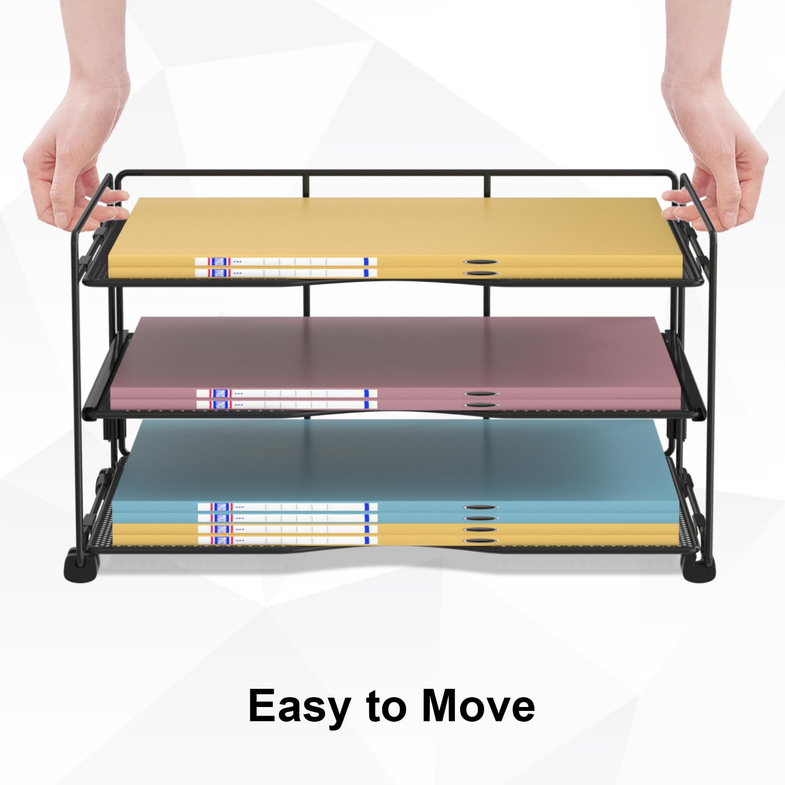 3-Tier Mesh Desk File Organizer - Black Letter & A4 Paper Sorter Tray for Office Organization - Perfect for Mail, Documents, and Office Supplies Storage